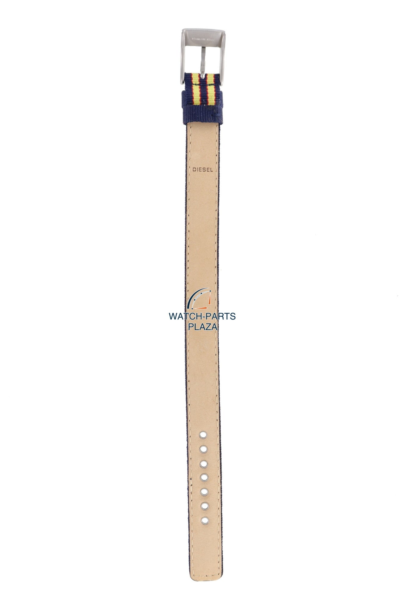 Watchband Diesel DZ2085 original yellow & dark blue canvas / leather strap 14mm DZ - 2085 - Watch Plaza