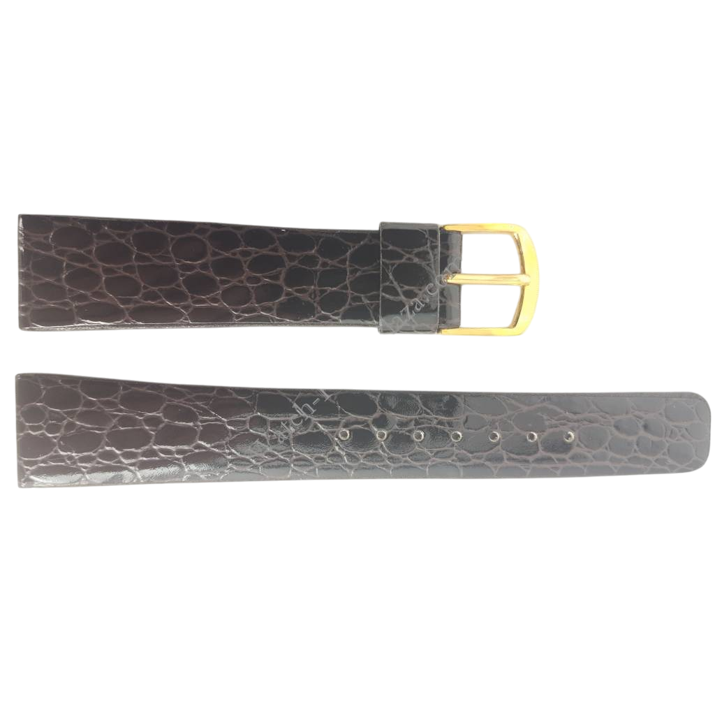 Bracelet Montre 18 Mm En Cuir De Crocodile Véritable - Grès Foncé - Neuf Avec étiquettes RVC