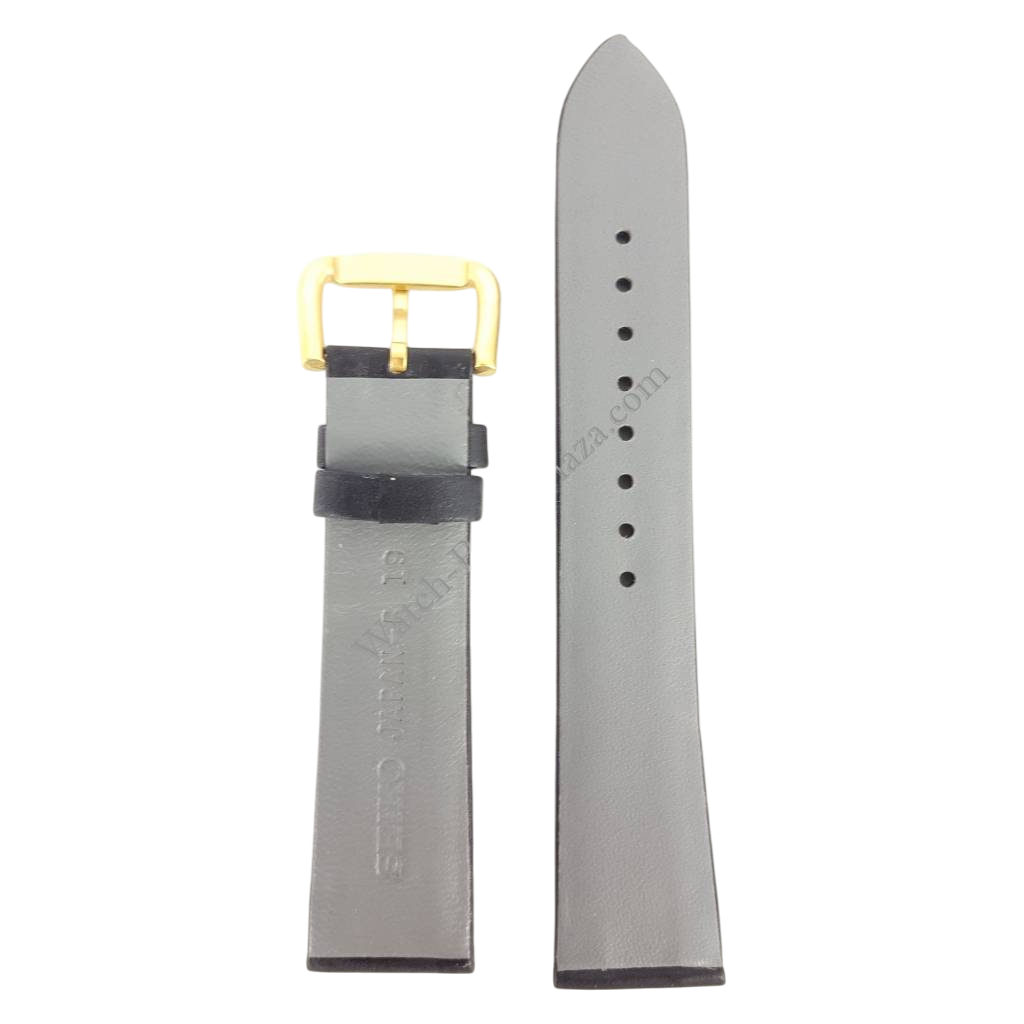 Watchband Seiko 5T32 7A40 / 7T32 7A50 Black leather strap 19mm BQA40G - Watch Plaza