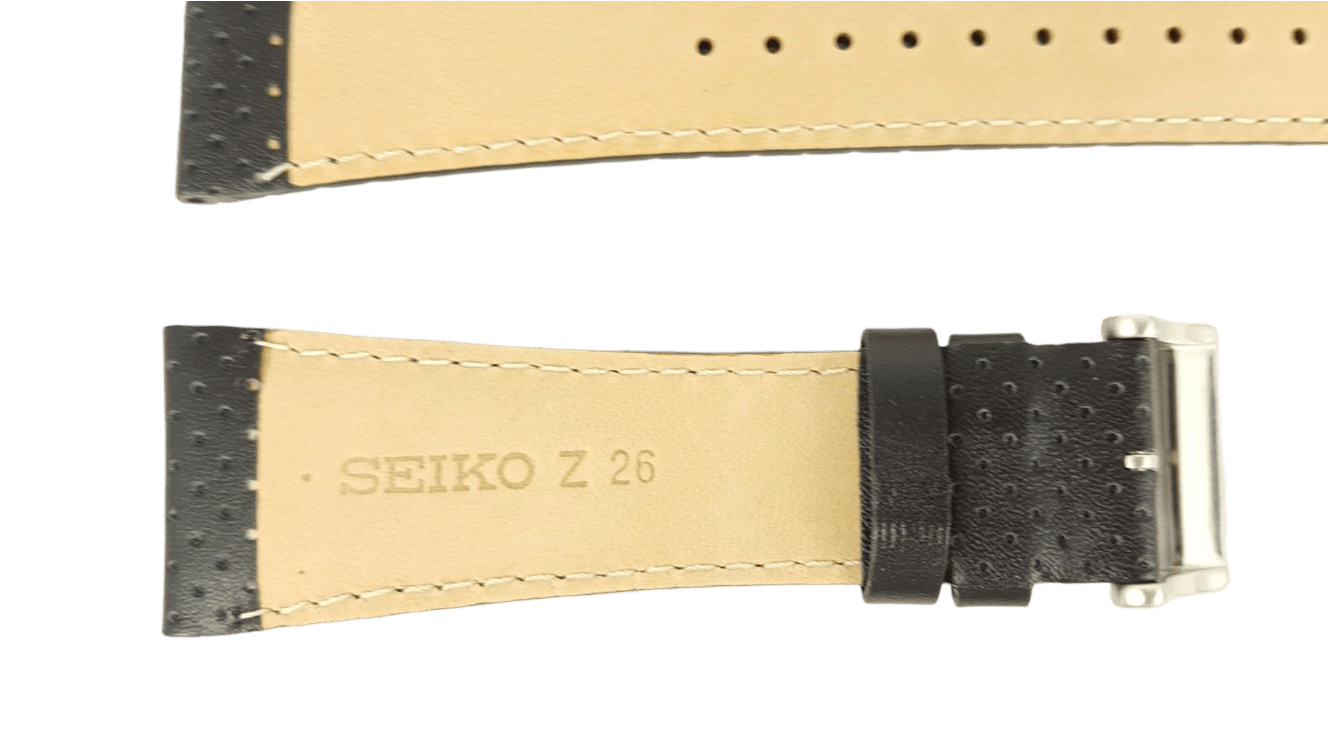 Watchband Seiko SNA773, SGEC91 Black leather strap Z 26 mm 7T62 0GL0, 7N42 - 0DD0 - Watch Plaza