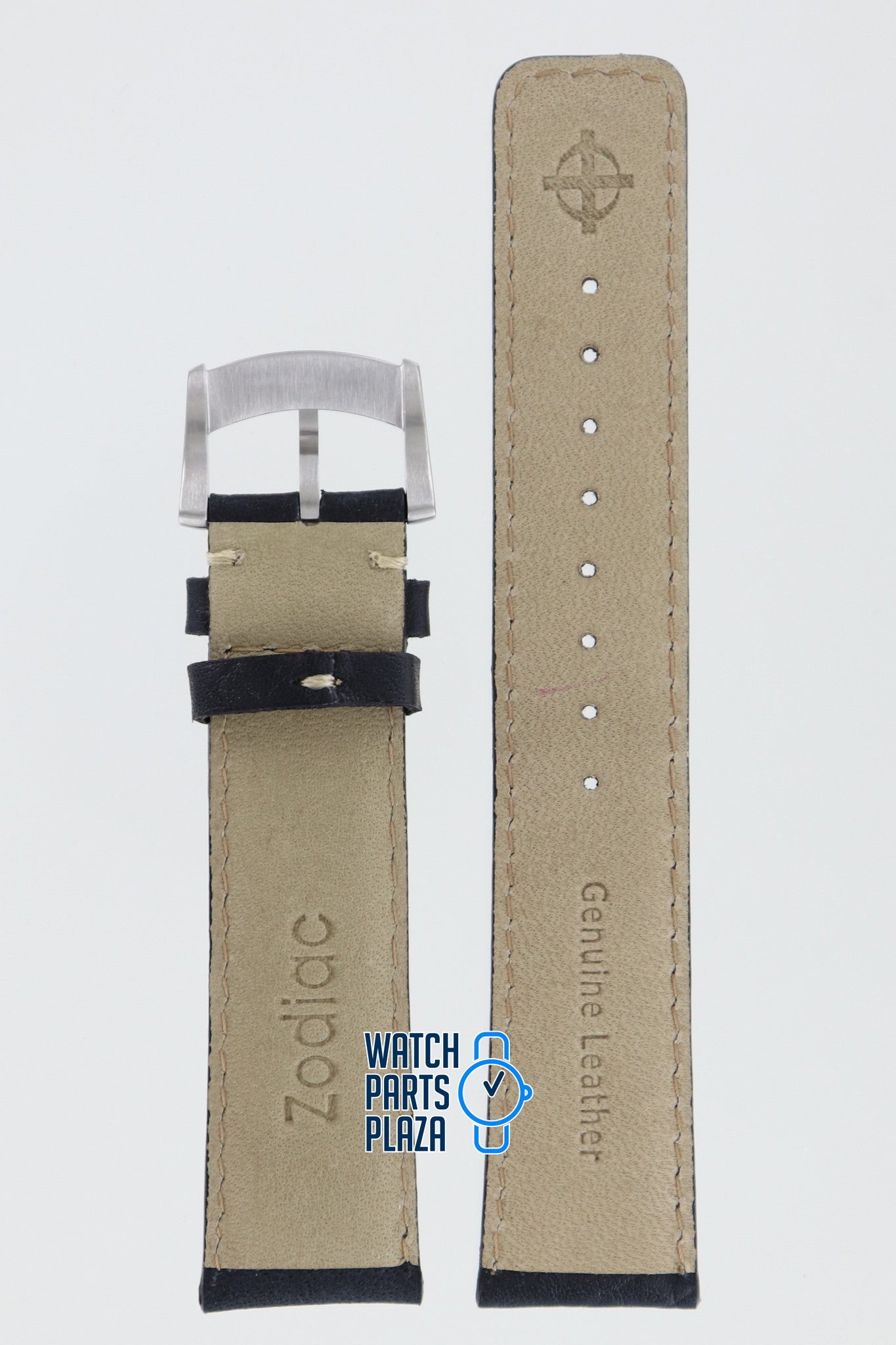Zodiac ZO2204 Watch Band ZO - 2204 Black Leather 20 mm - Watch Plaza