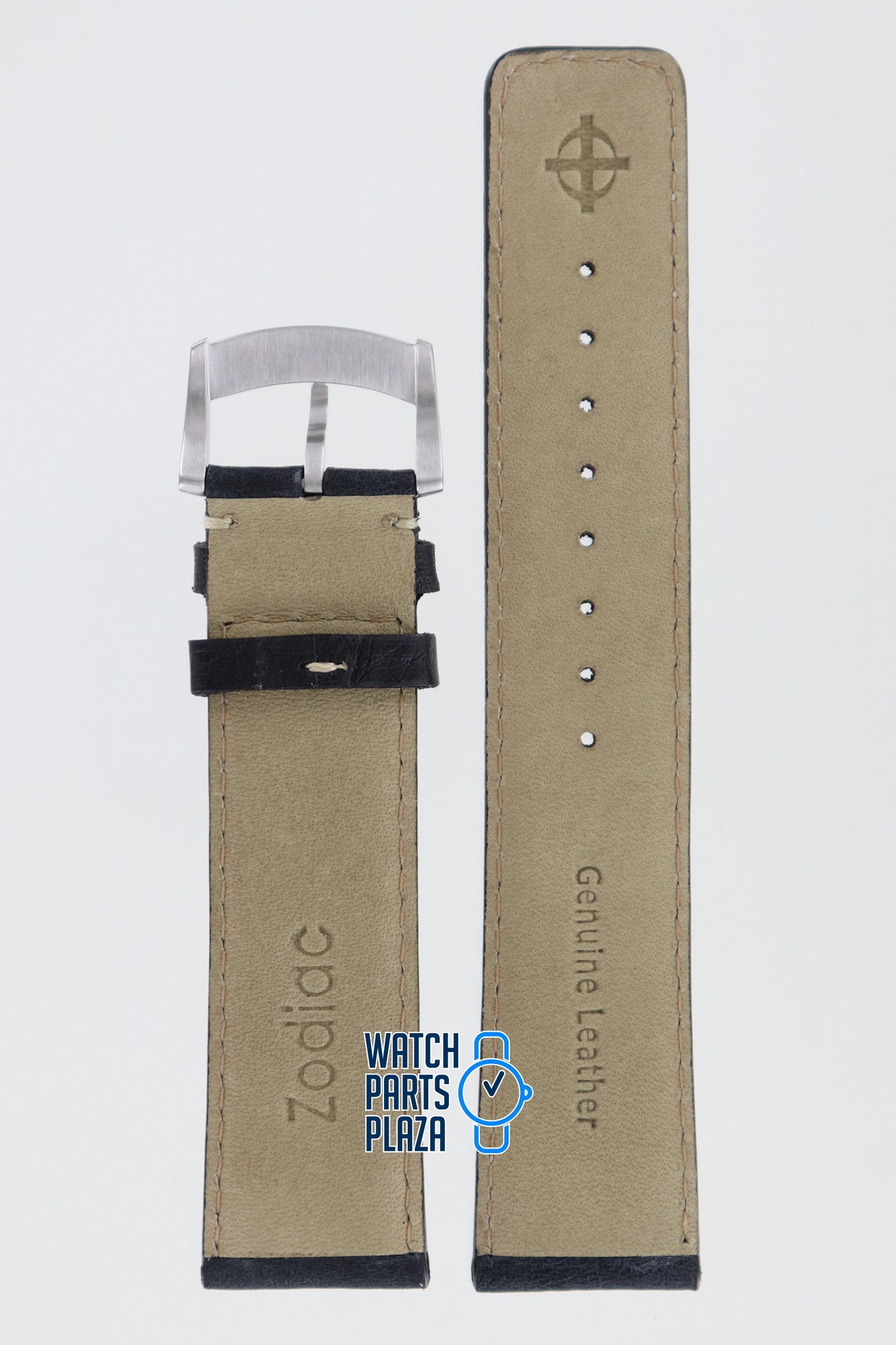 Zodiac ZO2208 Watch Band ZO - 2208 Black Leather 22 mm Sea Dragon - Watch Plaza