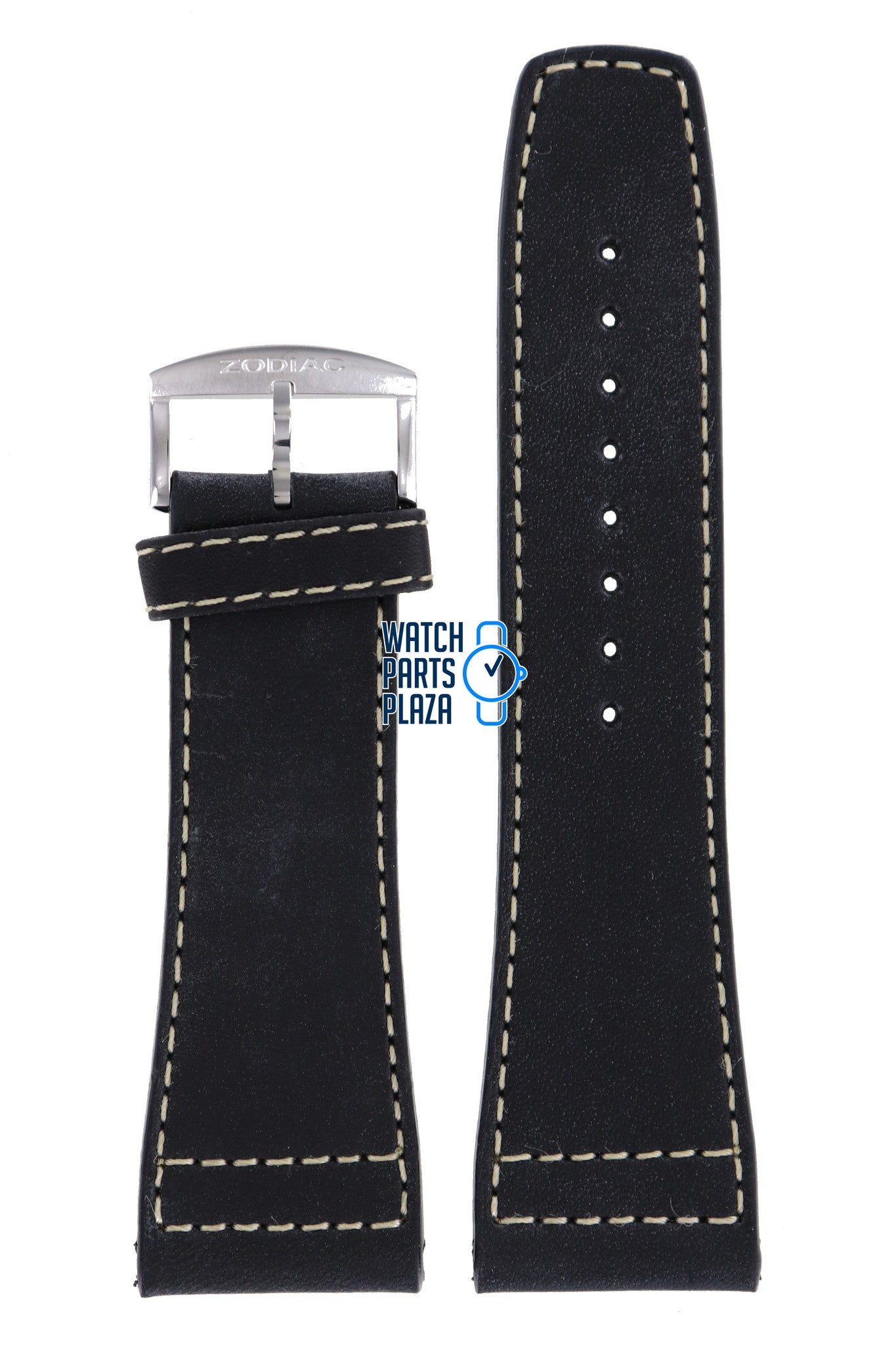 Zodiac ZO2601 Watch Band ZO - 2601 Black Leather 28 mm Renegade - Watch Plaza