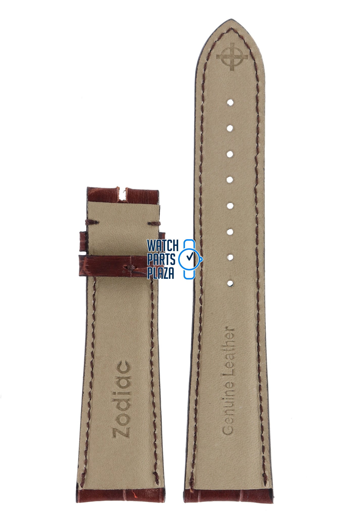 Zodiac ZO3302 Watch Band ZO - 3302 Brown Leather 22 mm - Watch Plaza