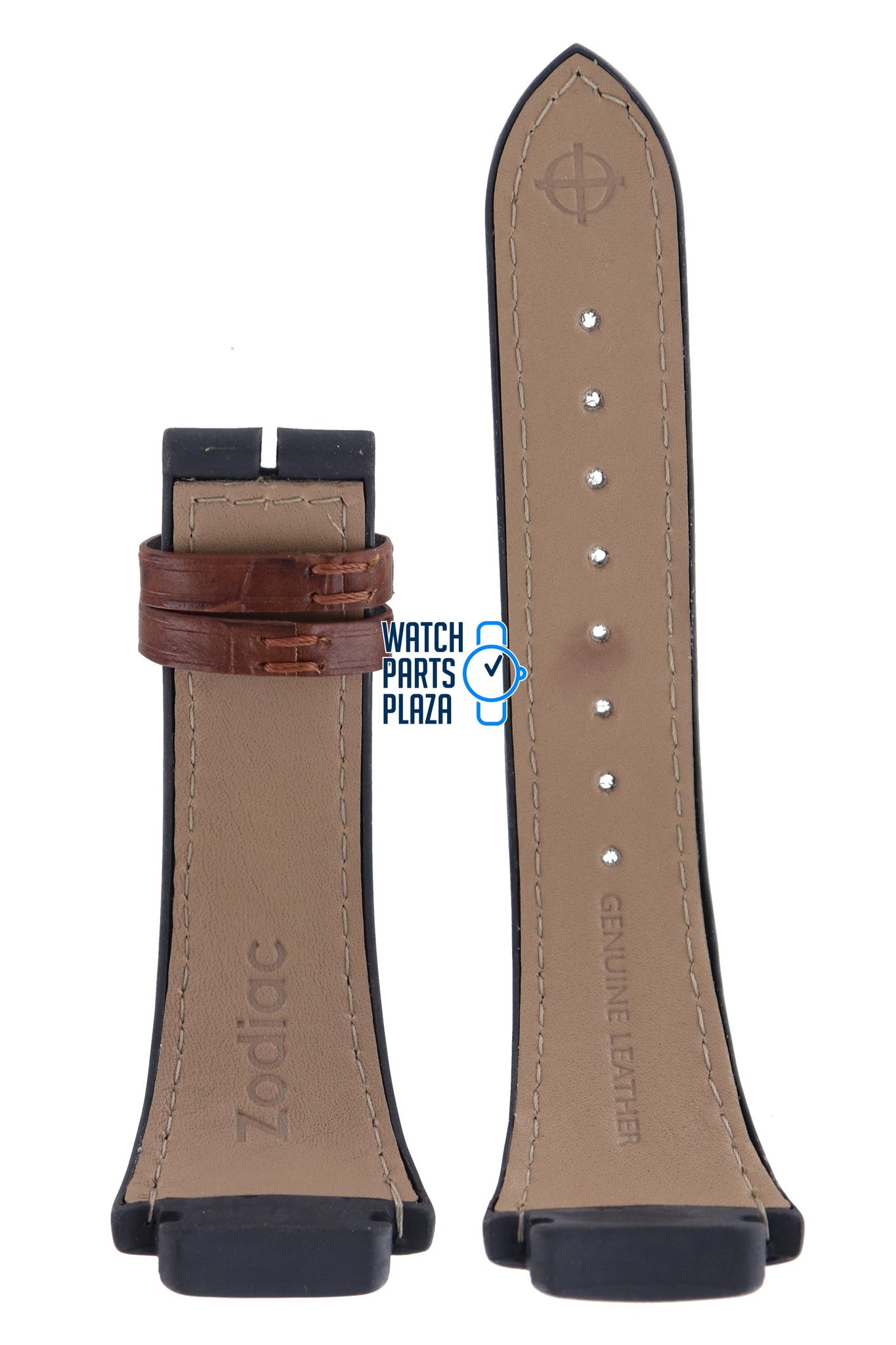 Zodiac ZO4002 Watch Band ZO - 4002 Brown Leather 20 mm - Watch Plaza