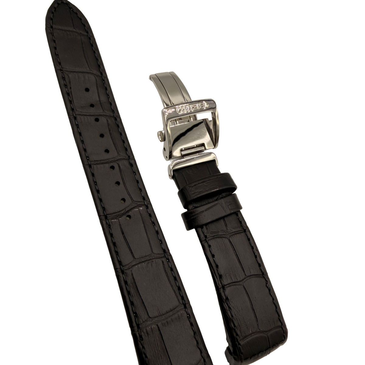 Watch Band Black Genuine Leather 21mm for Seiko Premier 4A072 Watch Band Black Genuine Leather 21mm for Seiko Premier 4A072