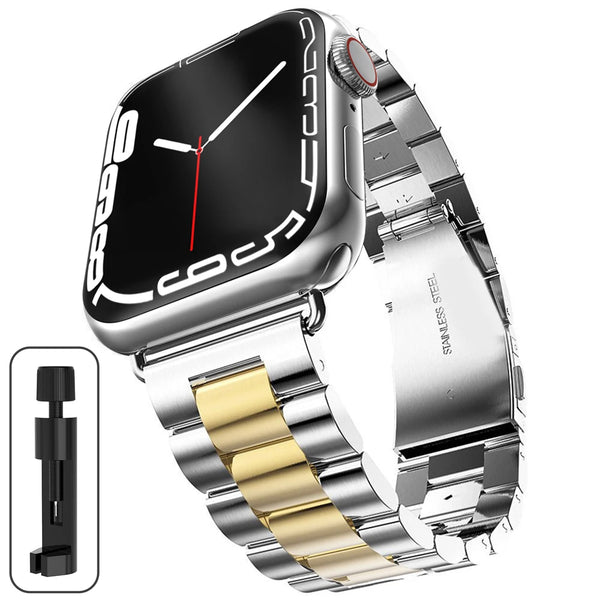 STRPZ® Bracelet Apple Watch – Acier inoxydable bicolore – Montre Series, SE & Ultra