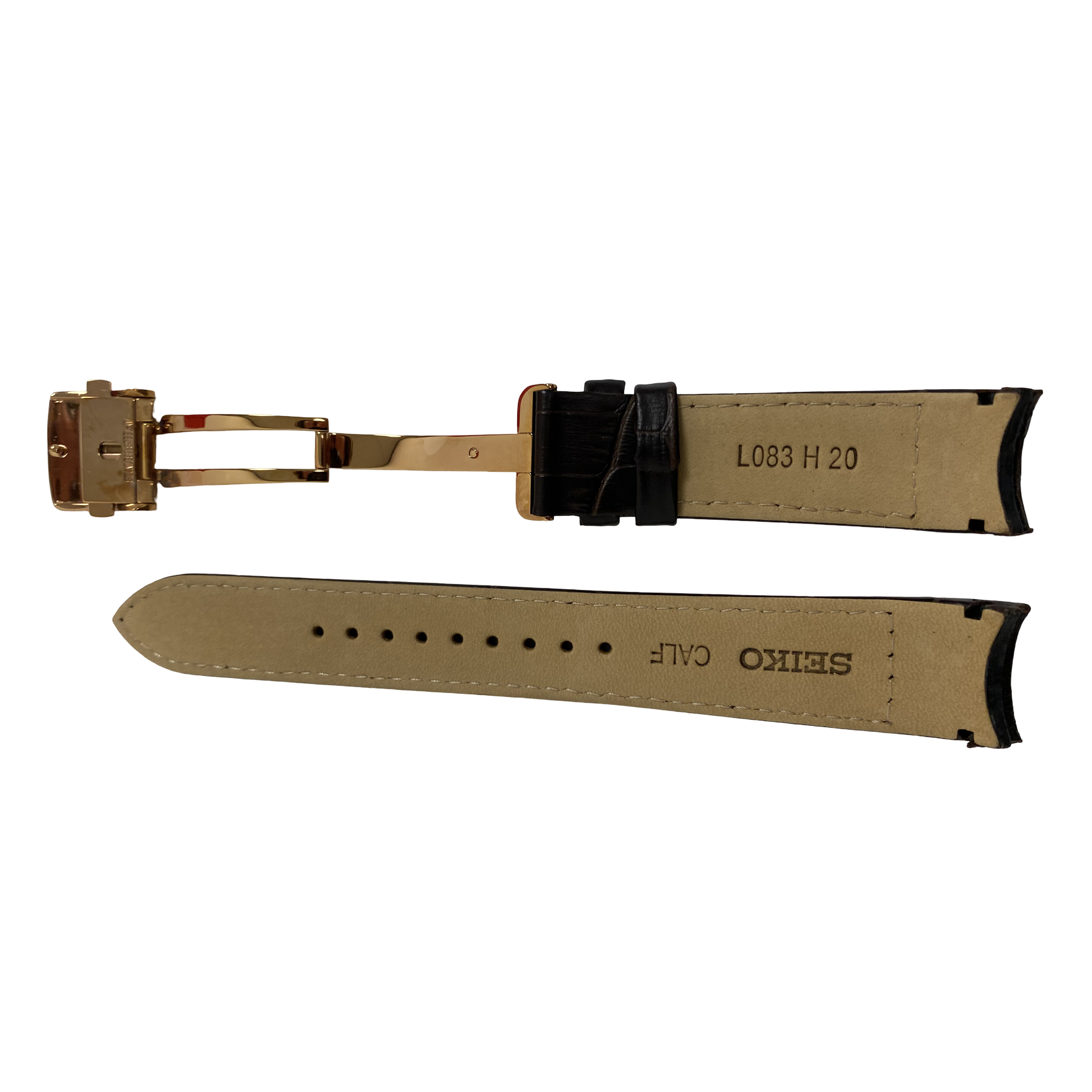 Watch Band Seiko Premier Kinetic  SRX008P1 Brown Strap 5D88-0AD0 Rosé Clasp - Direct Drive