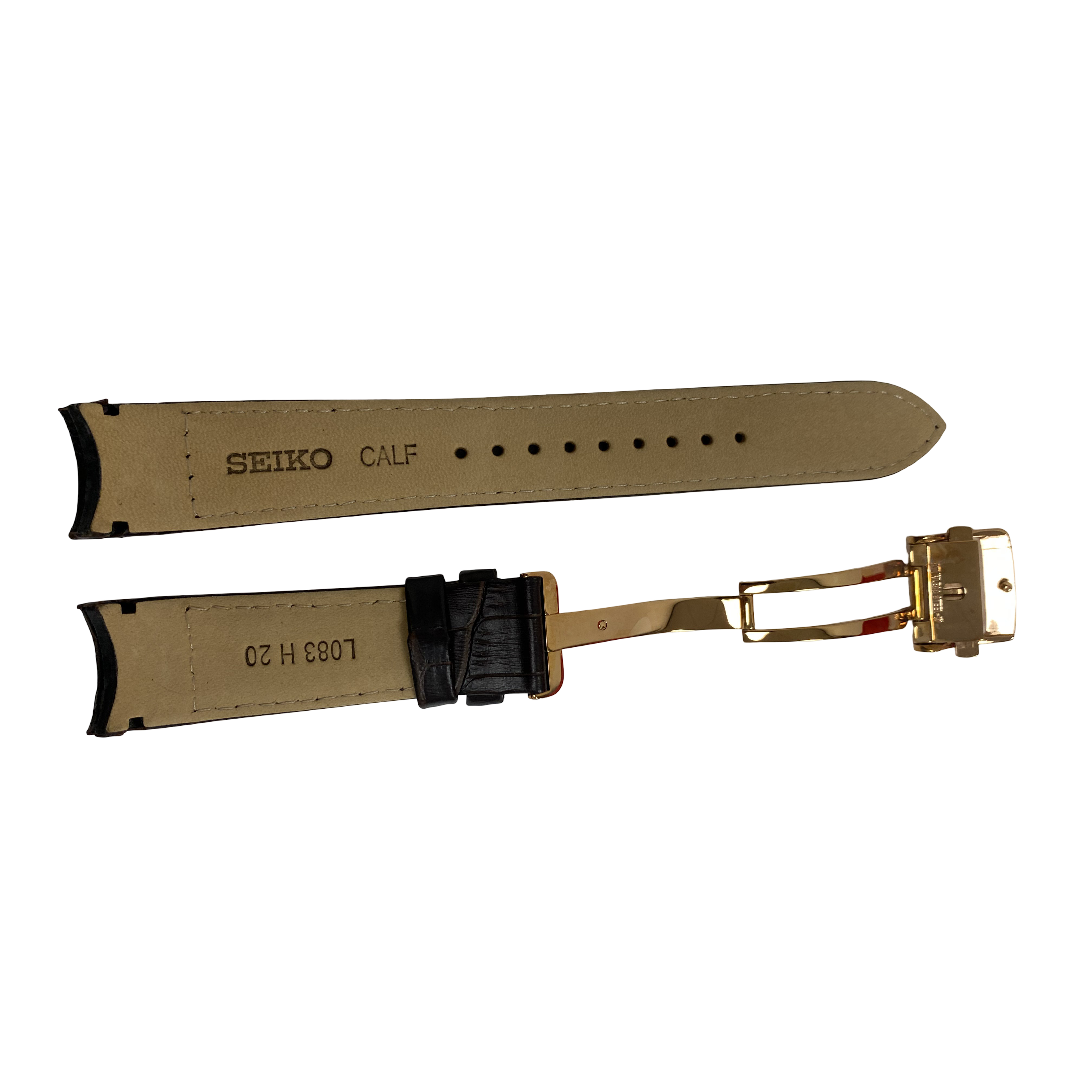 Watch Band Seiko Premier Kinetic  SRX008P1 Brown Strap 5D88-0AD0 Rosé Clasp - Direct Drive