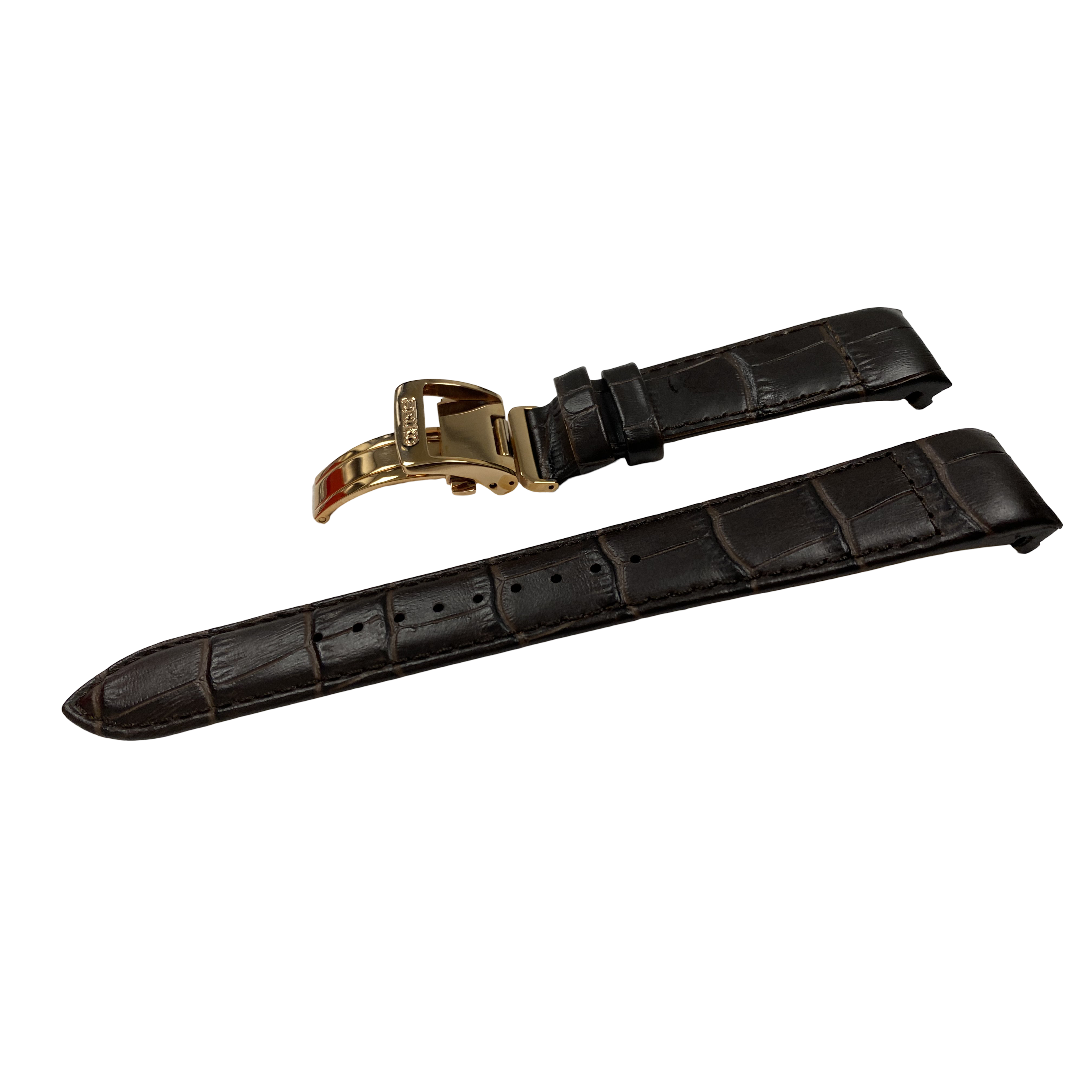 Watch Band Seiko Premier Kinetic  SRX008P1 Brown Strap 5D88-0AD0 Rosé Clasp - Direct Drive
