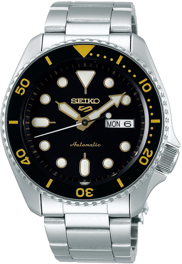 Seiko 5 Sports SRPD57K1 Orologio Automatico | Quadrante Nero | Dettagli Oro | 4R36-07G0