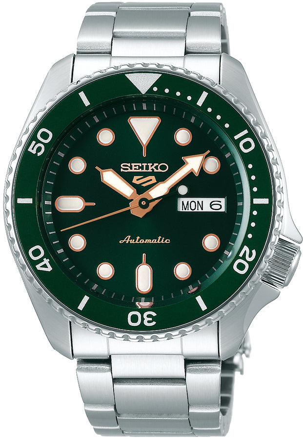 Seiko 5 Sports SRPD63K1 Orologio Automatico | Verde scuro | Lunetta Oro rosa | 4R36-07G0