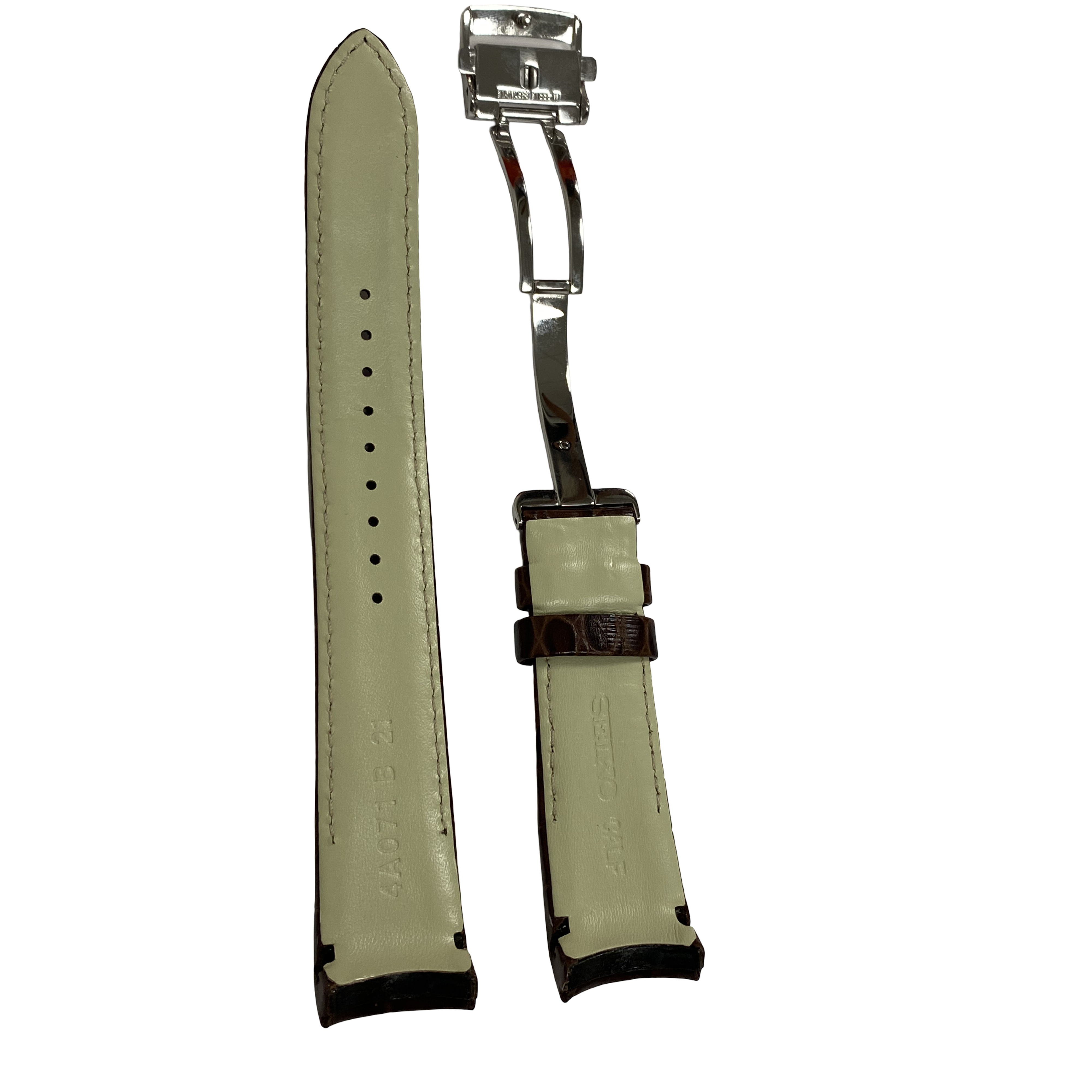 Watch Band Seiko 4A071 Premier Kinetic Perpetual Calendar SNP025 / SNP023 Brown Leather Strap 7D56-0AA0 21mm