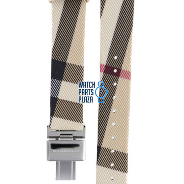 Burberry BU1008 Watch Band BU - 1008 Beige Leather & Textile 17 mm - Watch Plaza