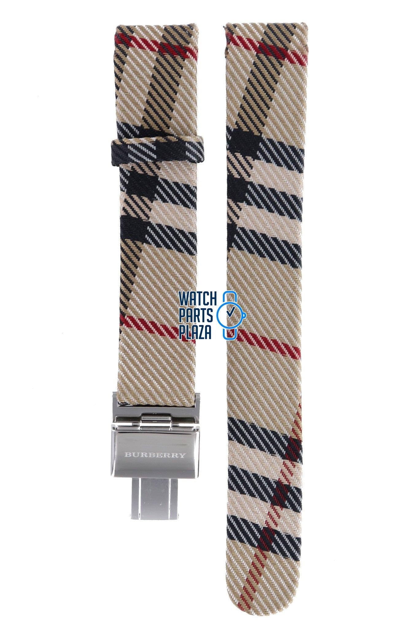 Burberry BU1010 Watch Band BU - 1010 Beige Leather & Textile 17 mm - Watch Plaza