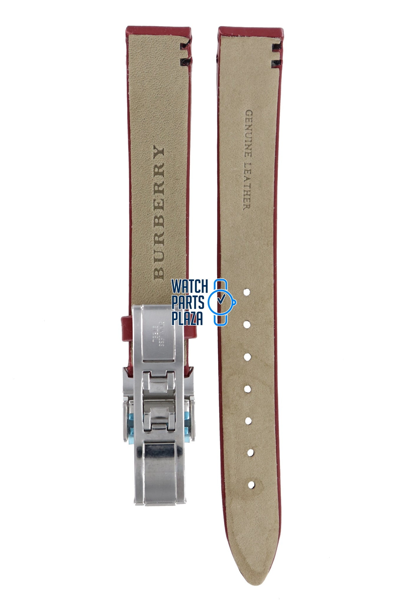 Burberry BU1013 Watch Band BU - 1013 Red Leather 13 mm - Watch Plaza