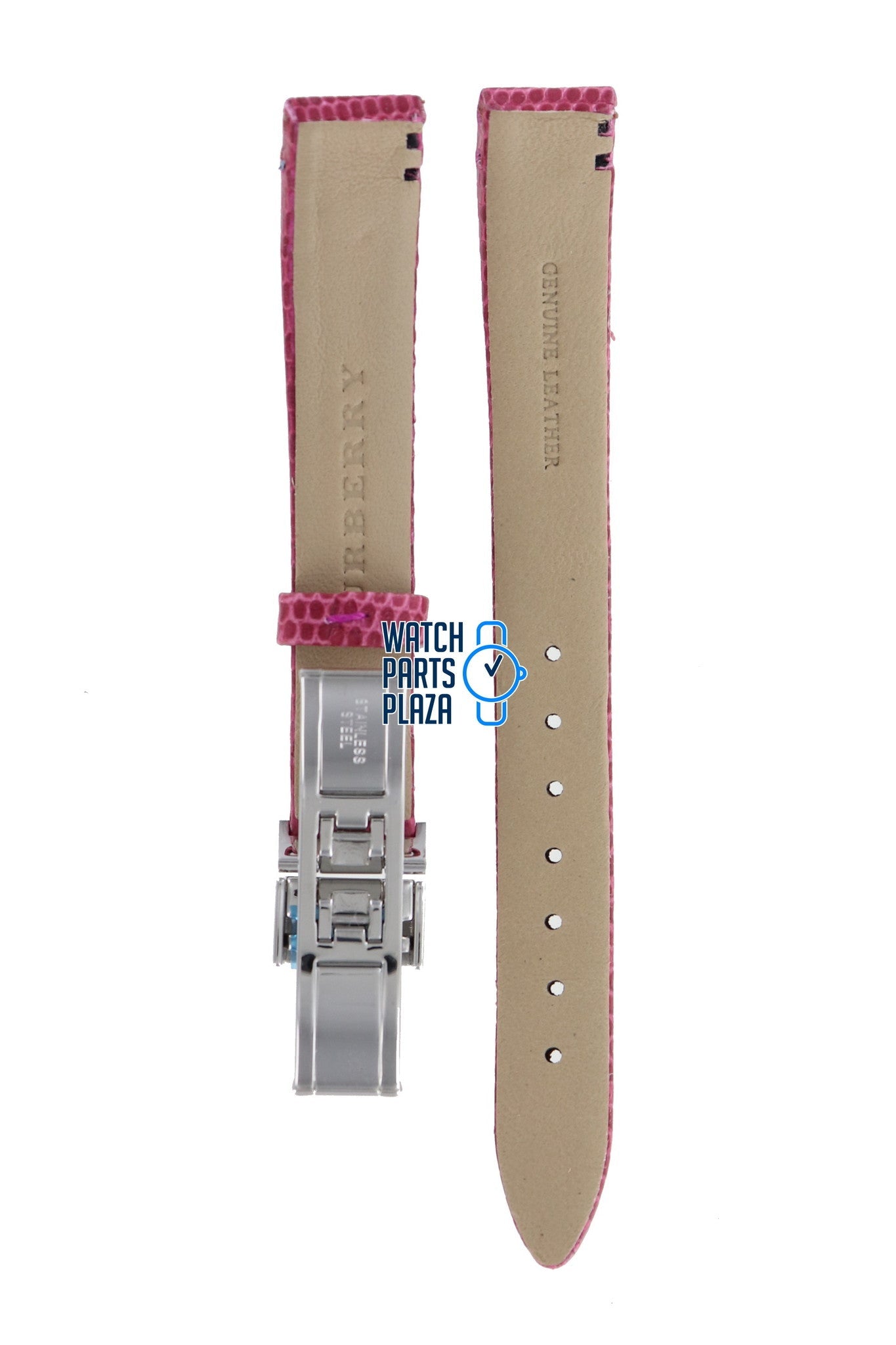 Burberry BU1026 Watch Band BU - 1026 Pink Leather 13 mm Heritage - Watch Plaza