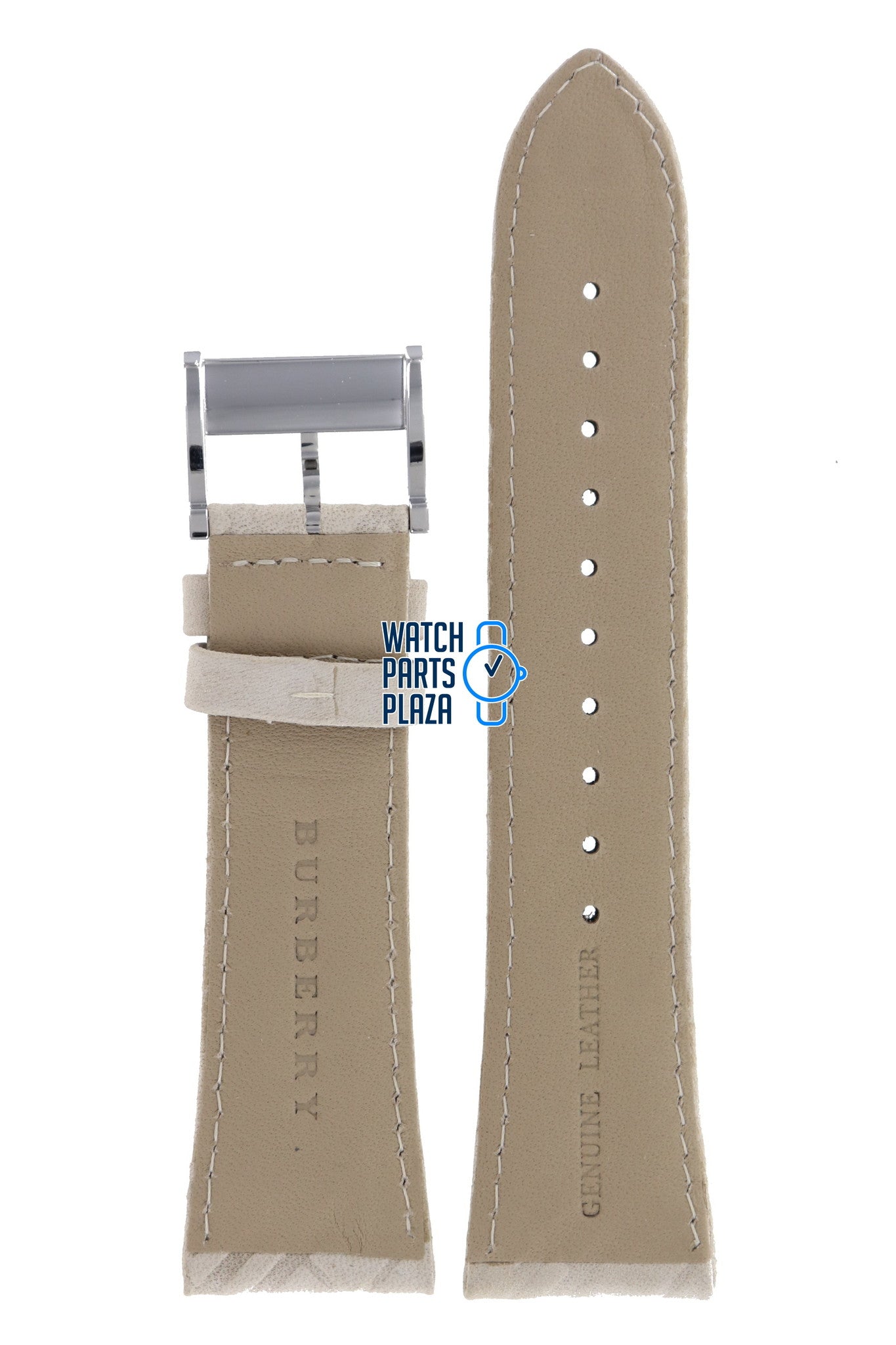 Burberry BU1104 Watch Band BU - 1104 White Leather 25 mm Heritage - Watch Plaza