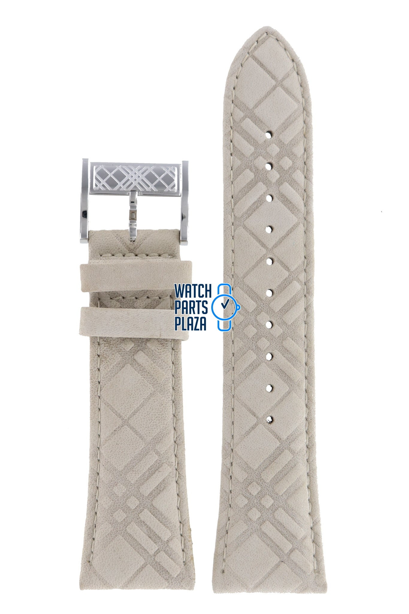 Burberry BU1104 Watch Band BU - 1104 White Leather 25 mm Heritage - Watch Plaza