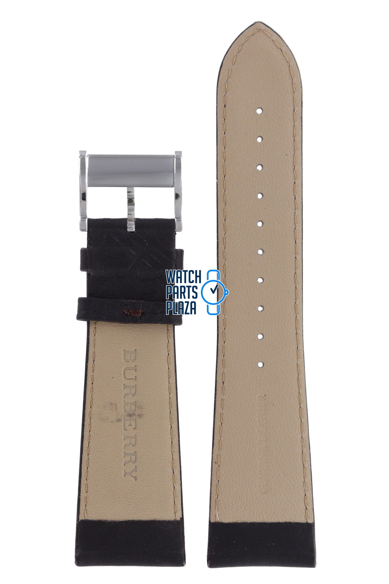 Burberry BU1107 Watch Band BU - 1107 Black Leather 25 mm Heritage - Watch Plaza