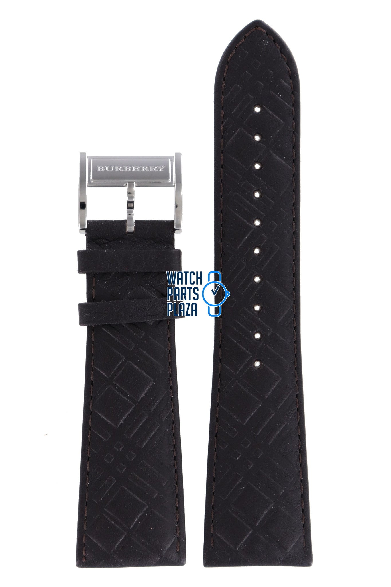 Burberry BU1107 Watch Band BU - 1107 Black Leather 25 mm Heritage - Watch Plaza