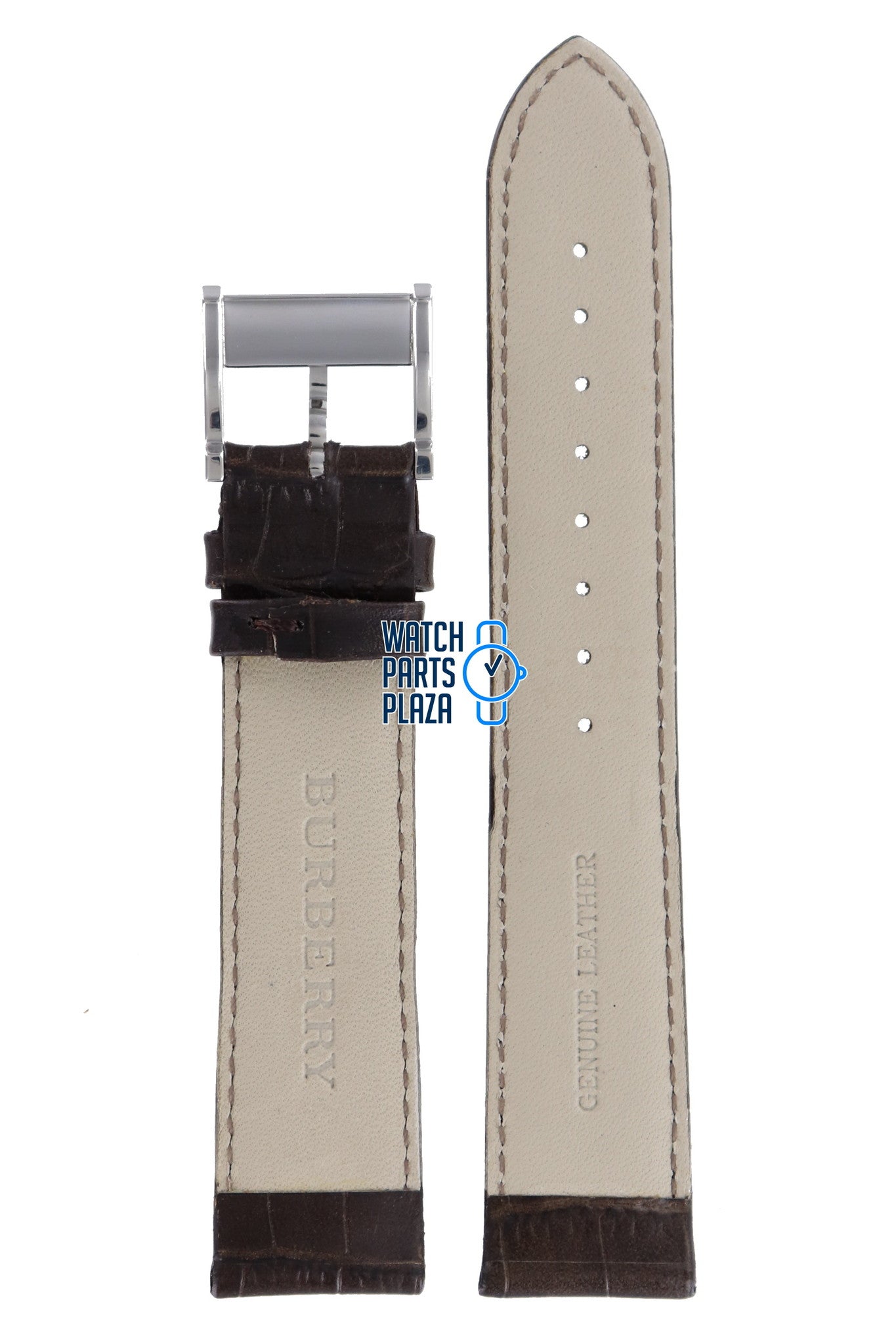 Burberry BU1202 Watch Band BU - 1202 Brown Leather 20 mm - Watch Plaza