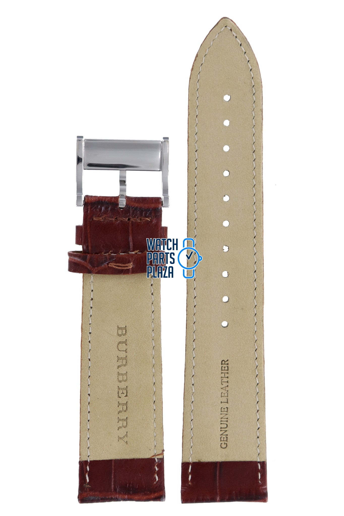 Burberry BU1213 Watch Band BU - 1213 Brown Leather 22 mm - Watch Plaza