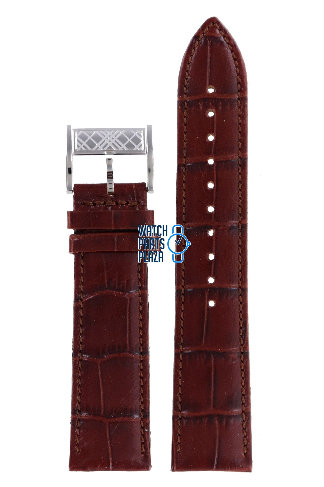 Burberry BU1213 Watch Band BU - 1213 Brown Leather 22 mm - Watch Plaza