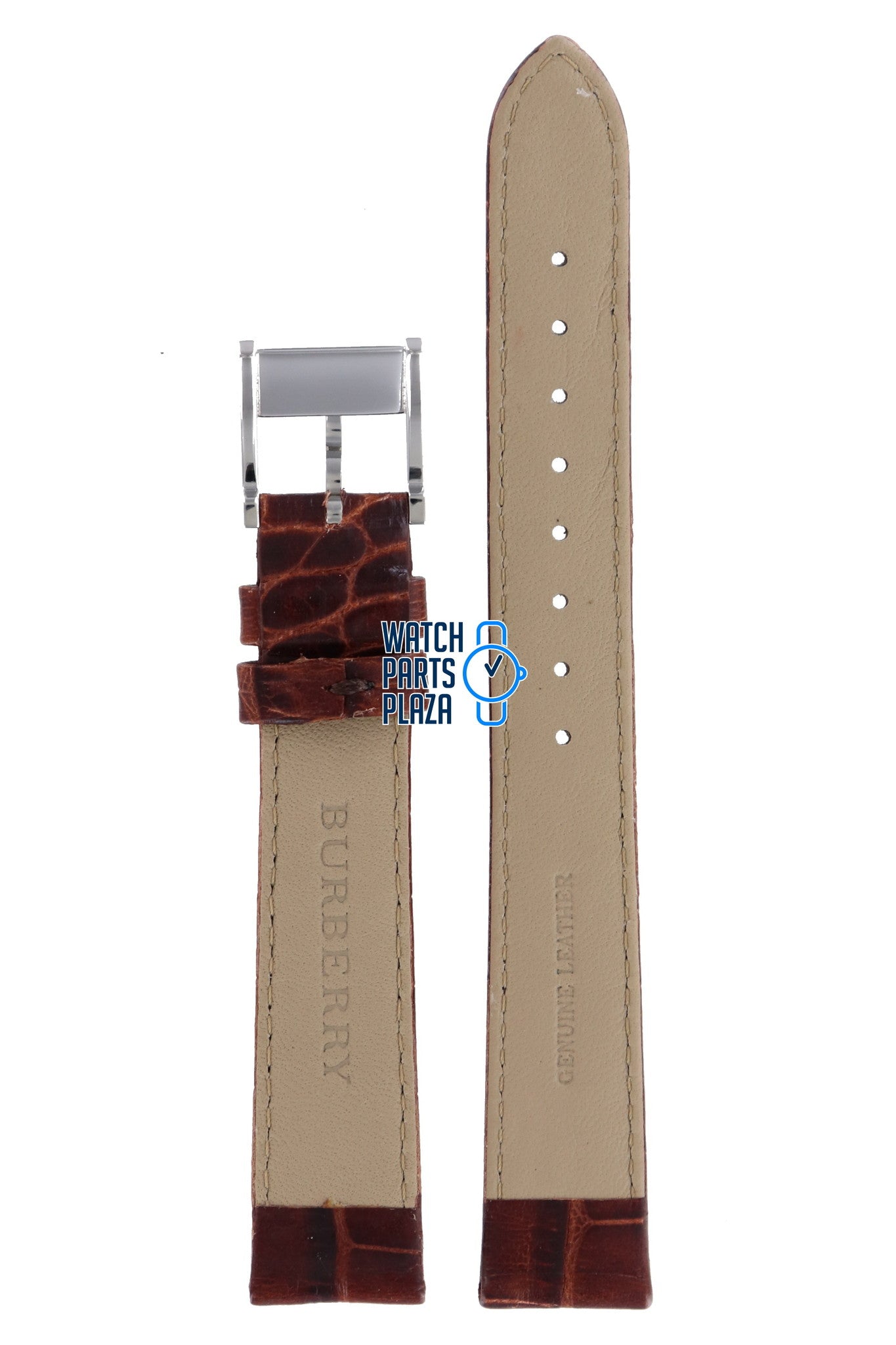 Burberry BU1357 Watch Band BU - 1357 Brown Leather 16 mm - Watch Plaza