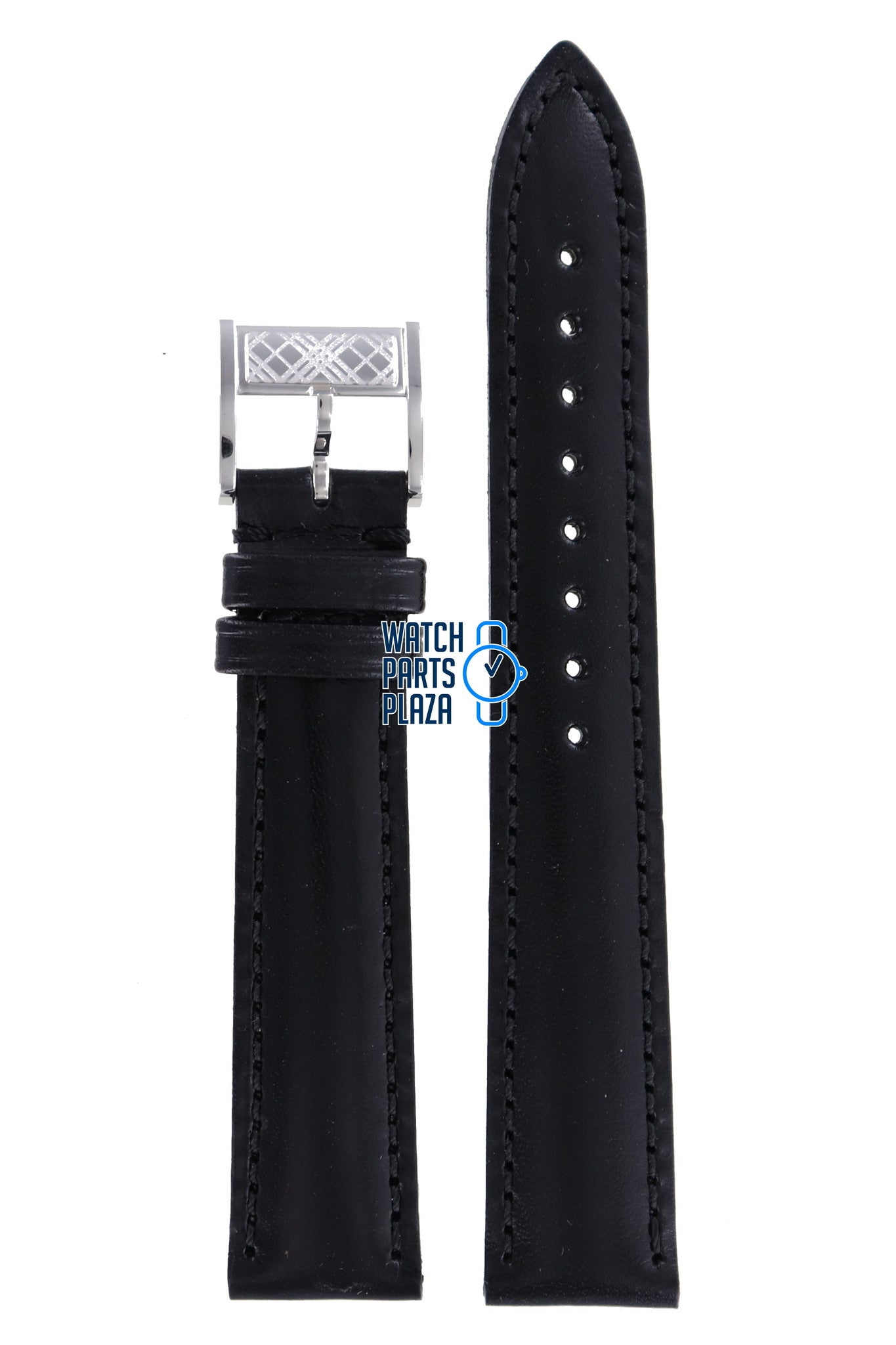 Burberry BU1400 Watch Band BU - 1400 Black Leather 18 mm - Watch Plaza