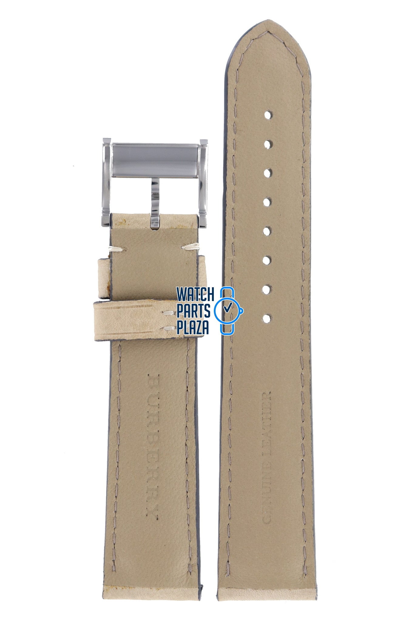 Burberry BU1552 Watch Band BU - 1552 Beige Leather 20 mm - Watch Plaza