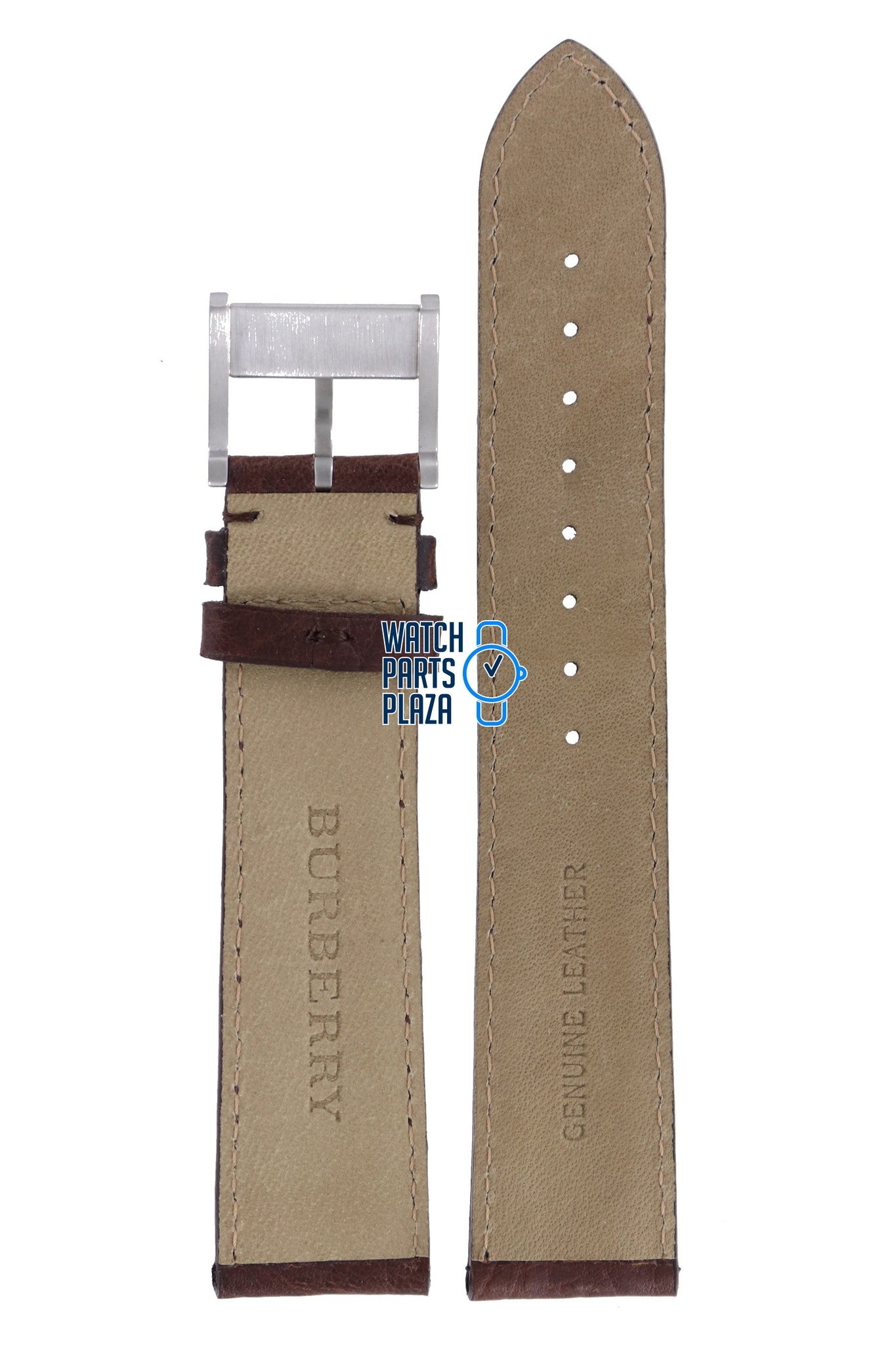 Burberry BU1602 Watch Band BU - 1602 Brown Leather 20 mm Heritage - Watch Plaza