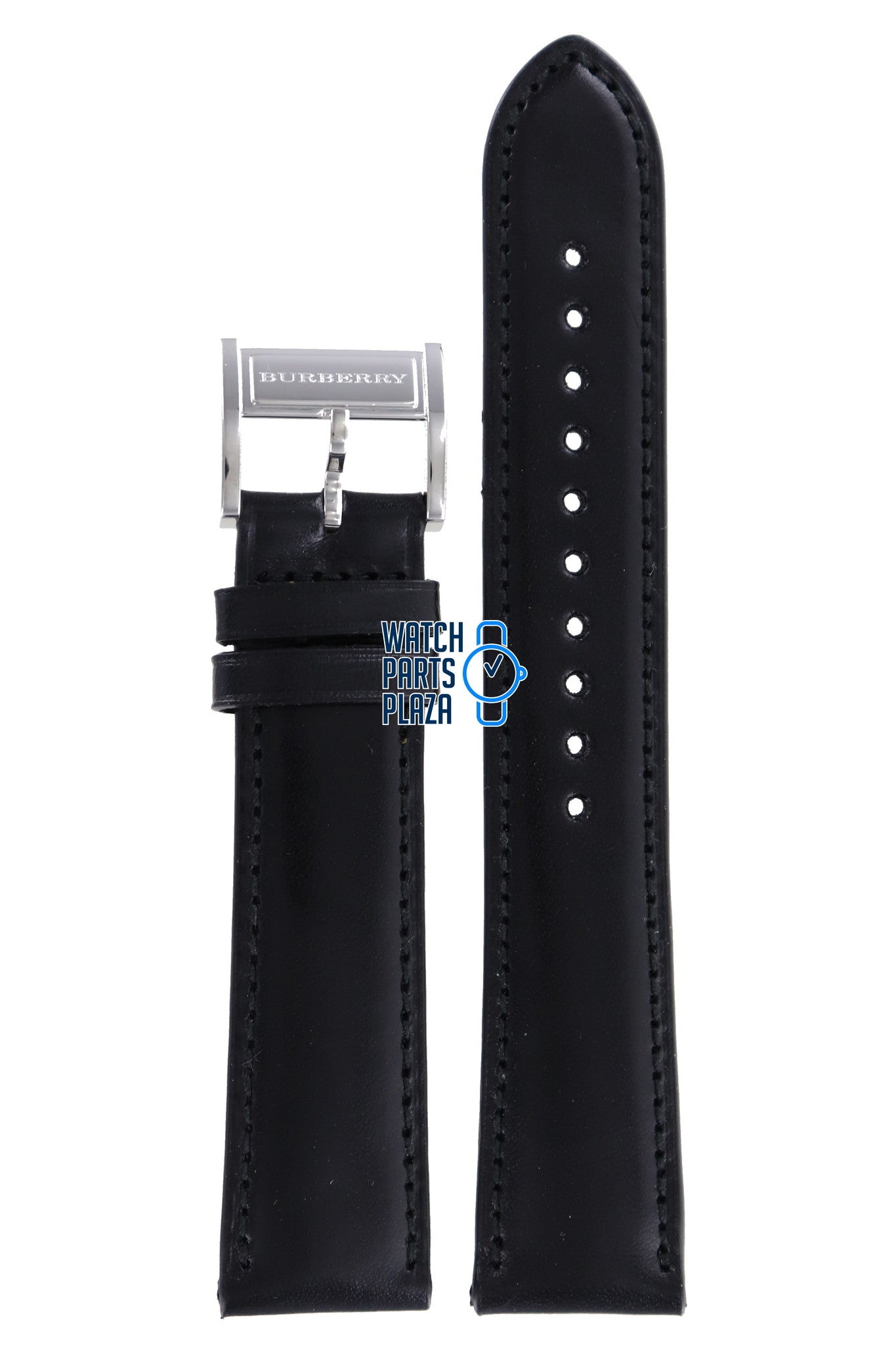 Burberry BU1710 Watch Band BU - 1710 Black Leather 20 mm Heritage - Watch Plaza