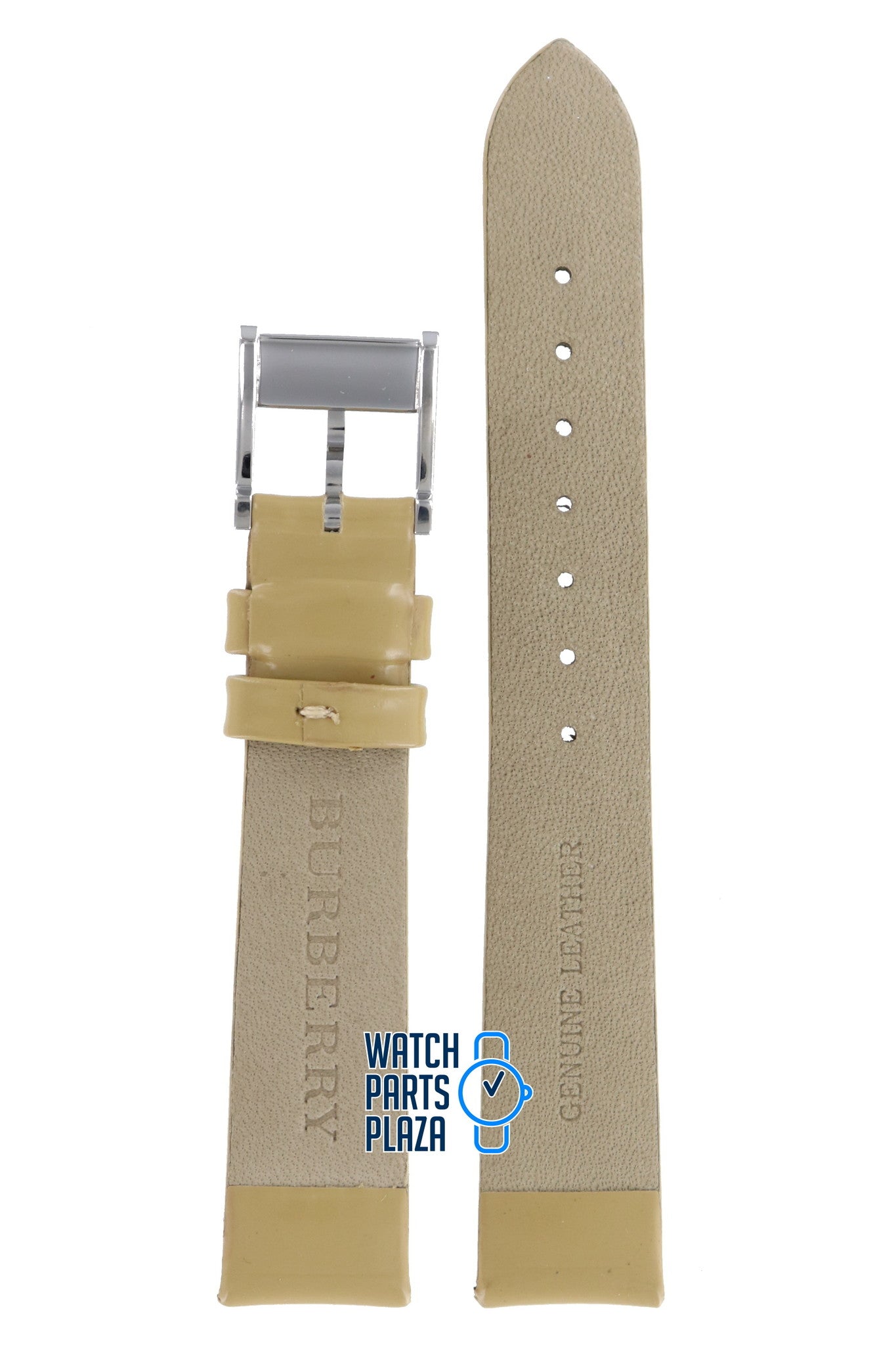 Burberry BU4102 Watch Band BU - 4102 Beige Leather 16 mm Mother of Pearl - Watch Plaza