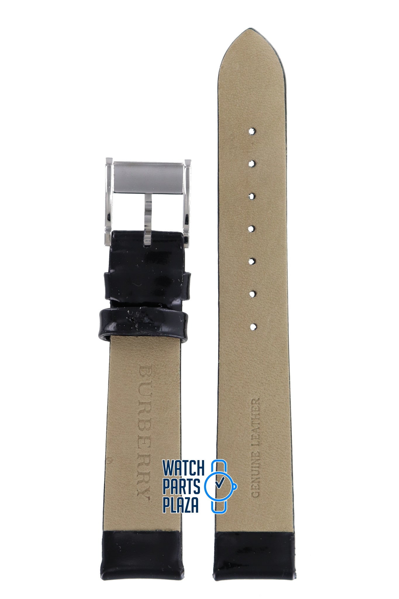 Burberry BU4103 Watch Band BU - 4103 Black Leather 16 mm - Watch Plaza