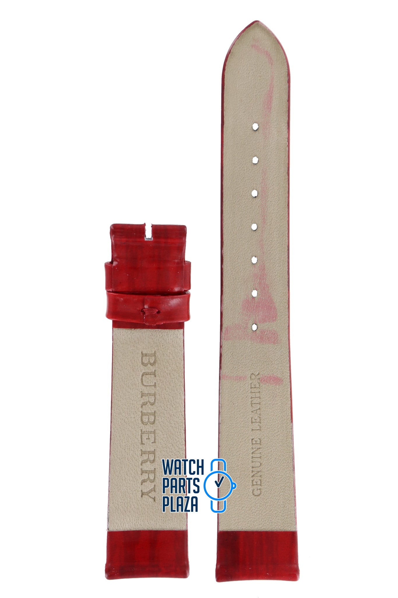 Burberry BU4300 Watch Band BU - 4300 Red Leather 16 mm - Watch Plaza