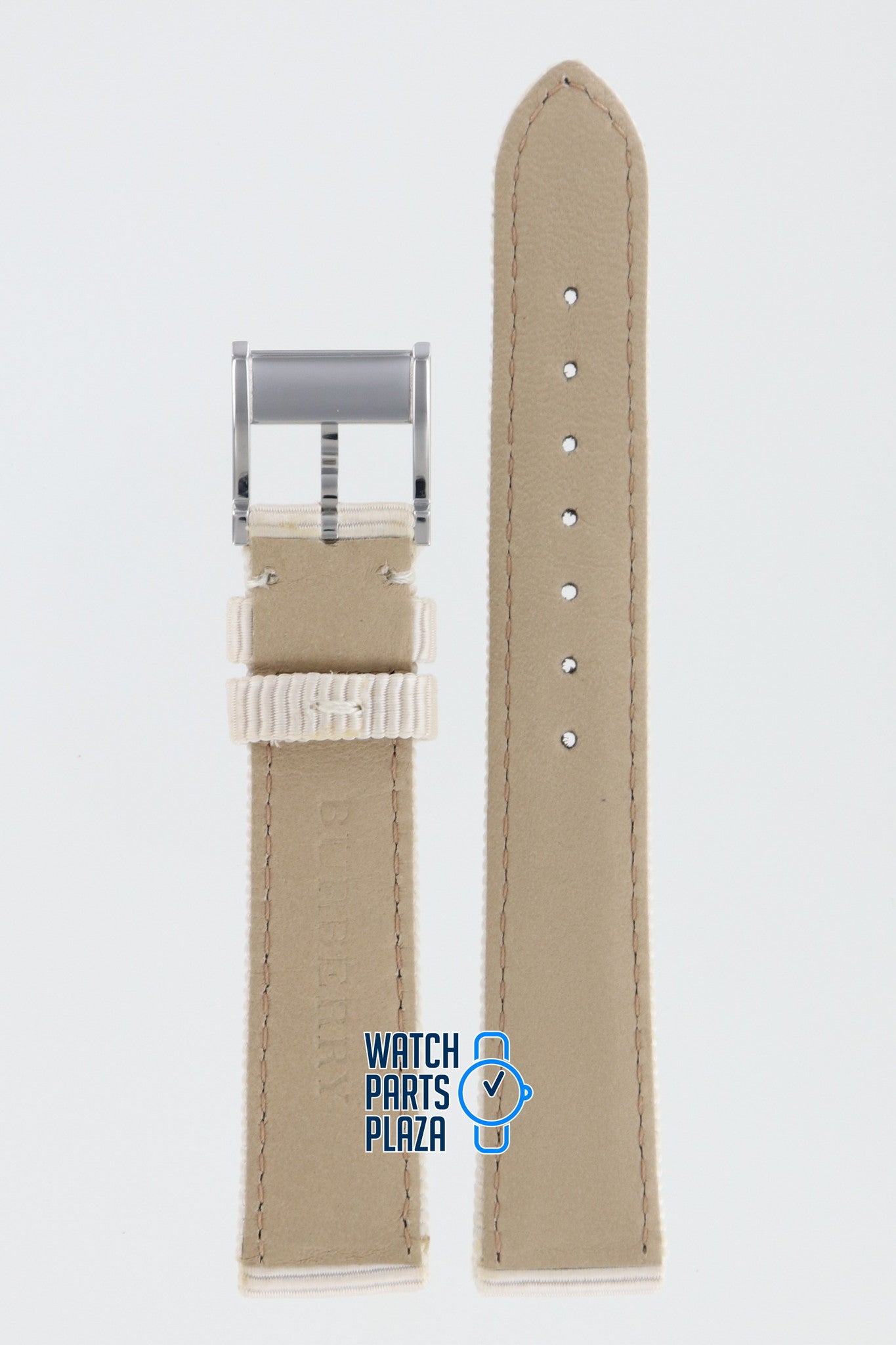 Burberry BU4310 Watch Band BU - 4310 White Leather 16 mm - Watch Plaza