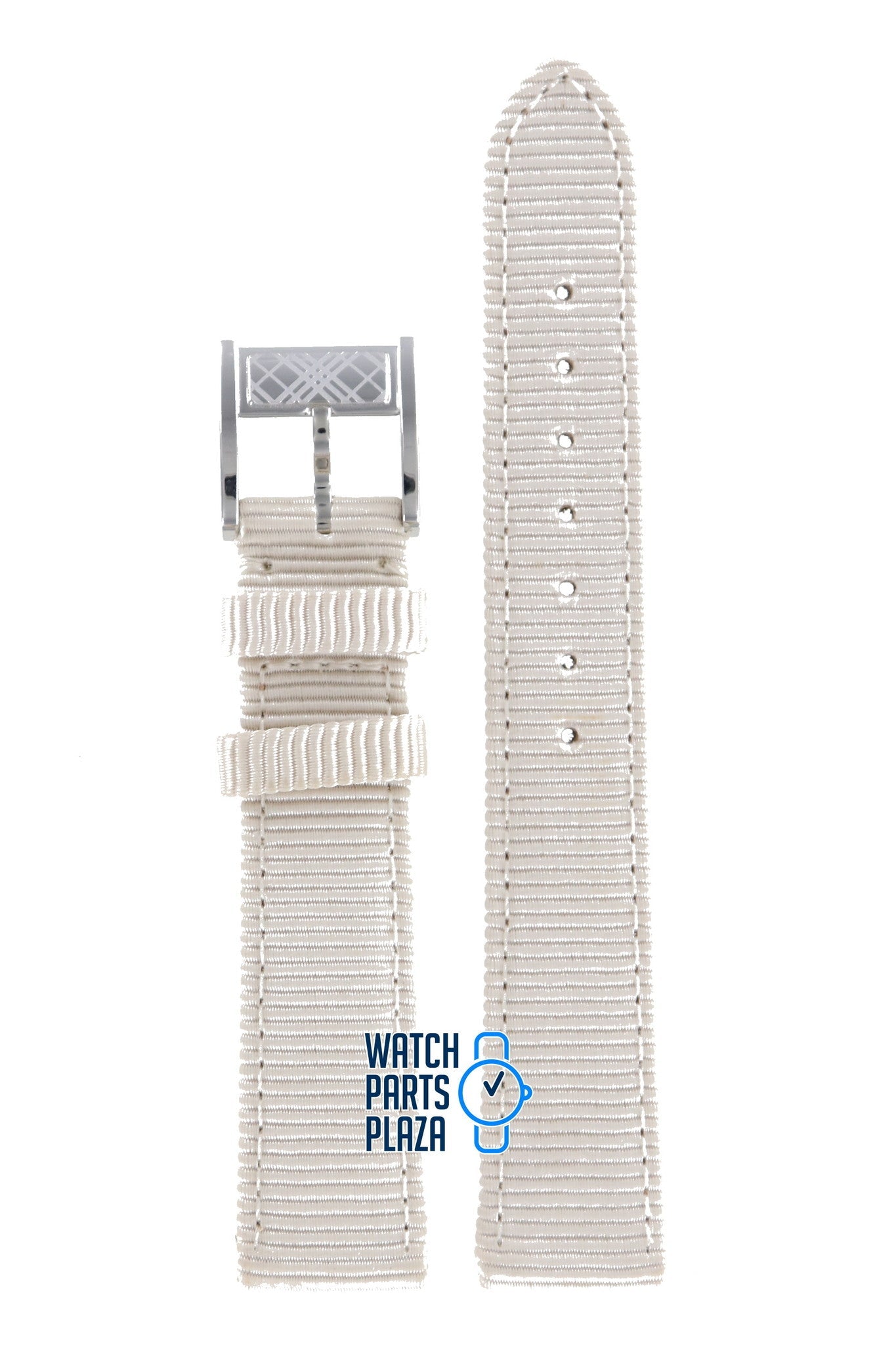 Burberry BU4310 Watch Band BU - 4310 White Leather 16 mm - Watch Plaza