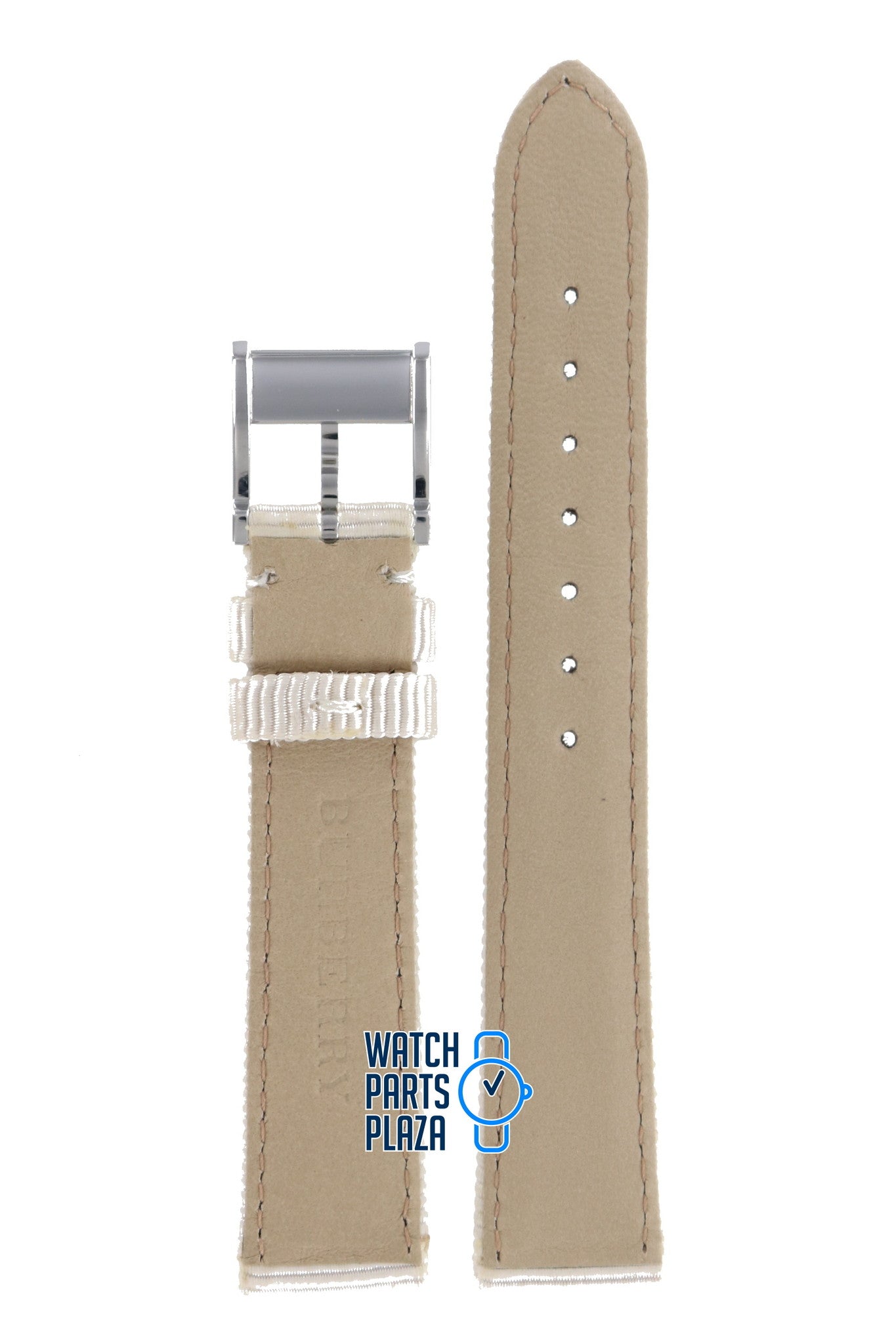 Burberry BU4310 Watch Band BU - 4310 White Leather 16 mm - Watch Plaza