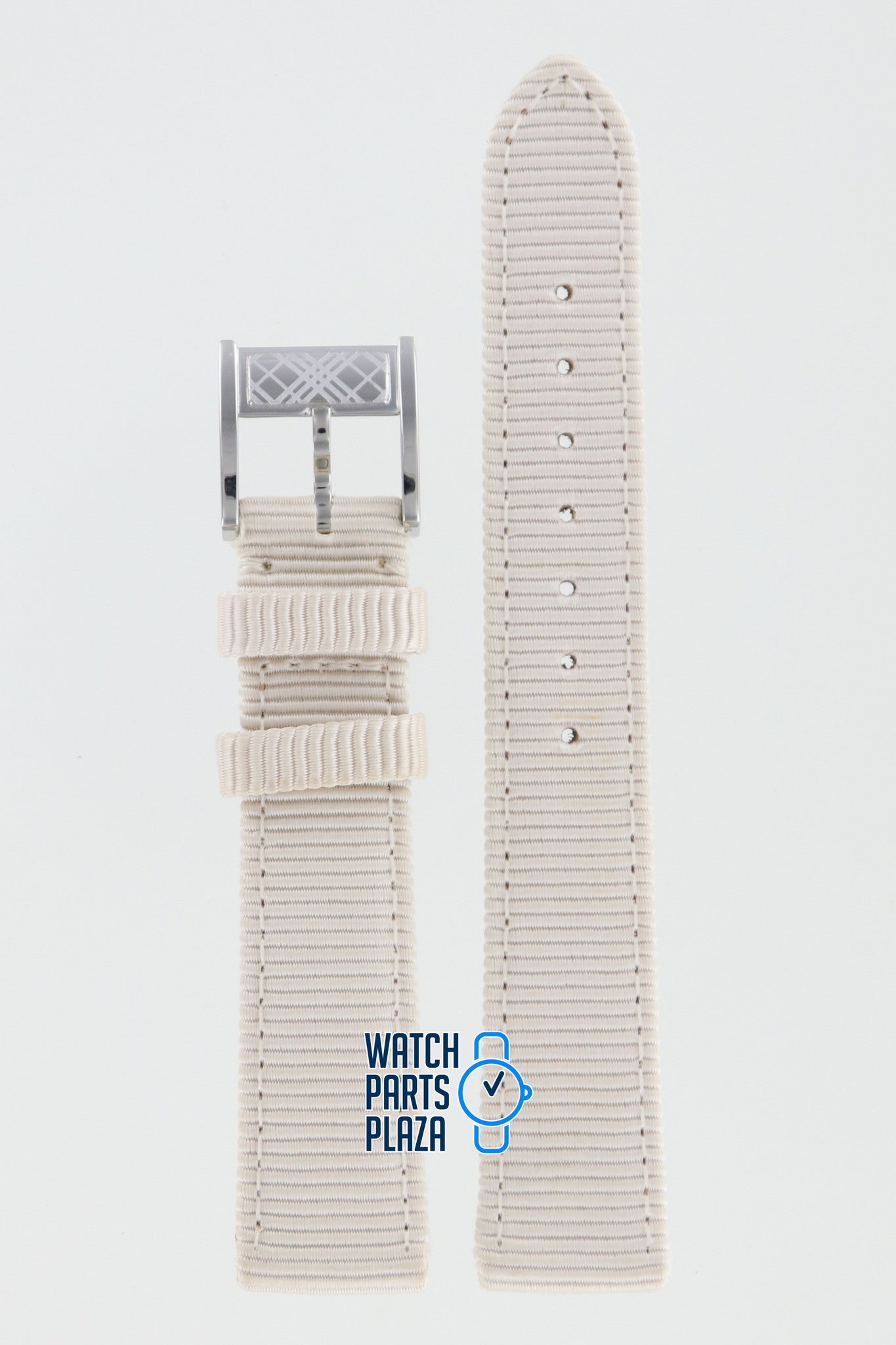 Burberry BU4310 Watch Band BU - 4310 White Leather 16 mm - Watch Plaza