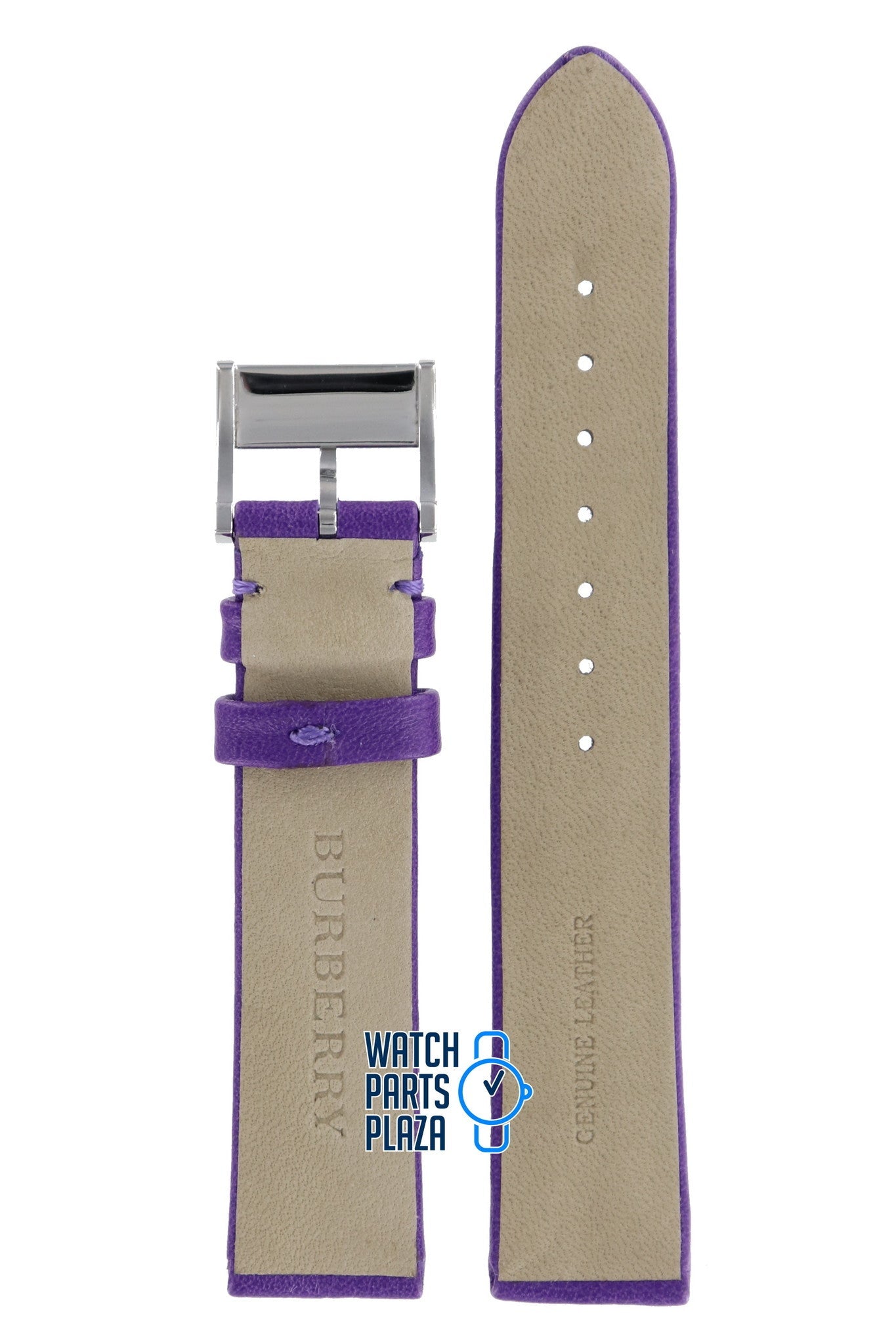 Burberry BU4502 Watch Band BU - 4502 Purple Leather 17 mm - Watch Plaza