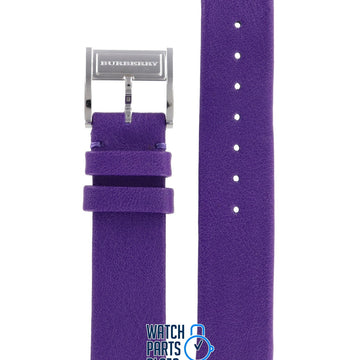 Burberry BU4502 Watch Band BU - 4502 Purple Leather 17 mm - Watch Plaza