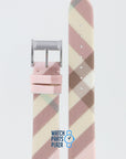 Burberry BU4507 Watch Band BU - 4507 Pink Leather & Textile 17 mm Signature - Watch Plaza