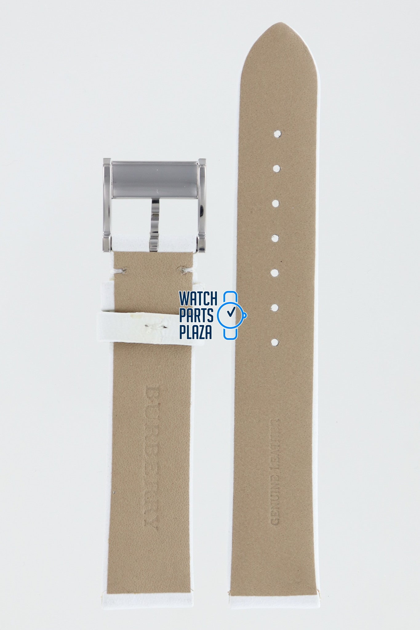 Burberry BU4511 Watch Band BU - 4511 White Leather 17 mm - Watch Plaza