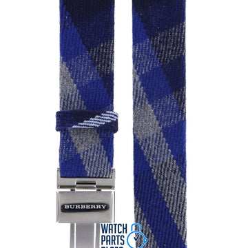 Burberry BU4512 Watch Band BU - 4512 - BLUE Blue Leather & Textile 17 mm - Watch Plaza