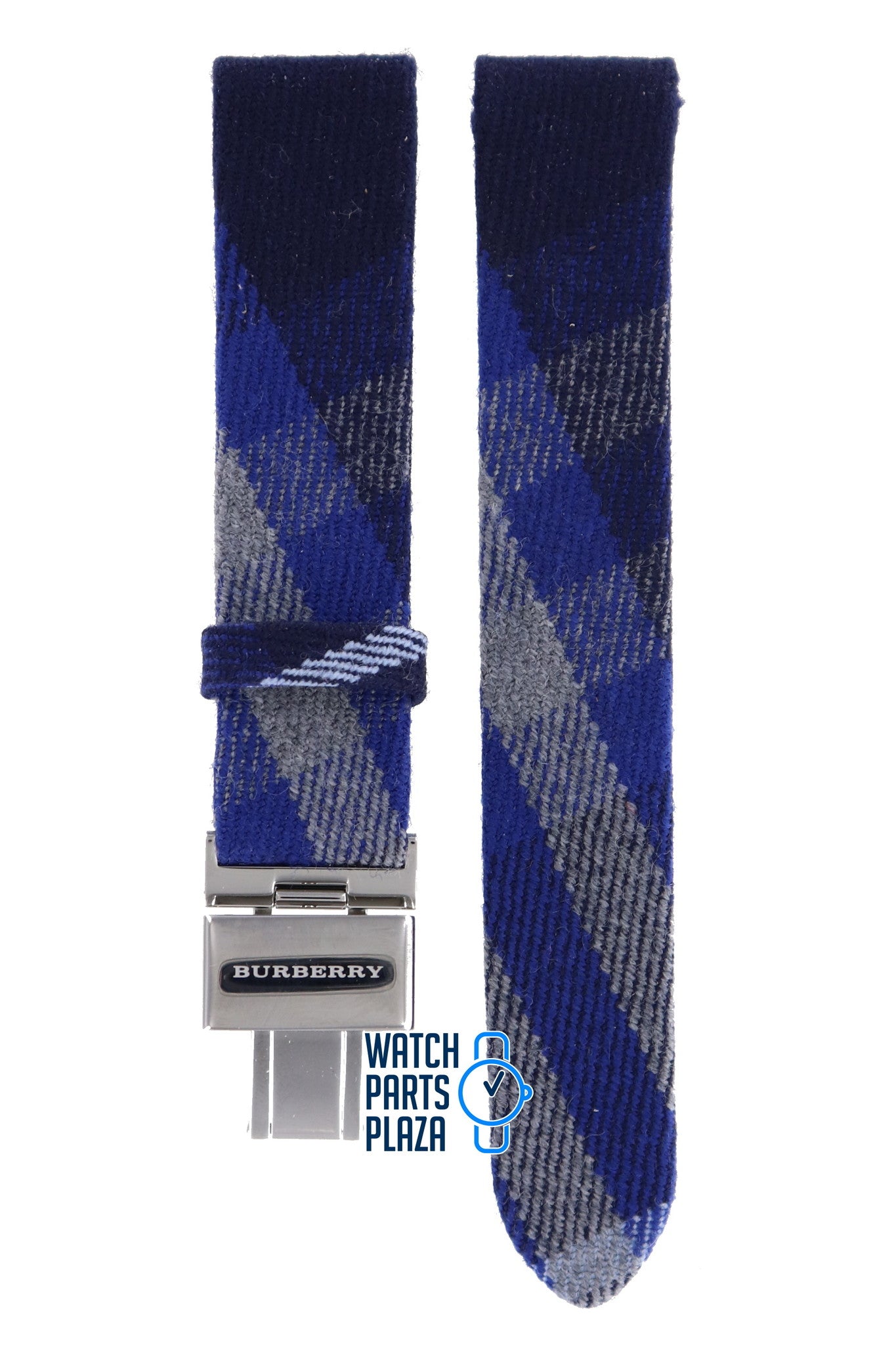 Burberry BU4512 Watch Band BU - 4512 - BLUE Blue Leather & Textile 17 mm - Watch Plaza