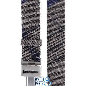 Burberry BU4512 Watch Band BU - 4512 - GREY Grey Leather & Textile 17 mm - Watch Plaza