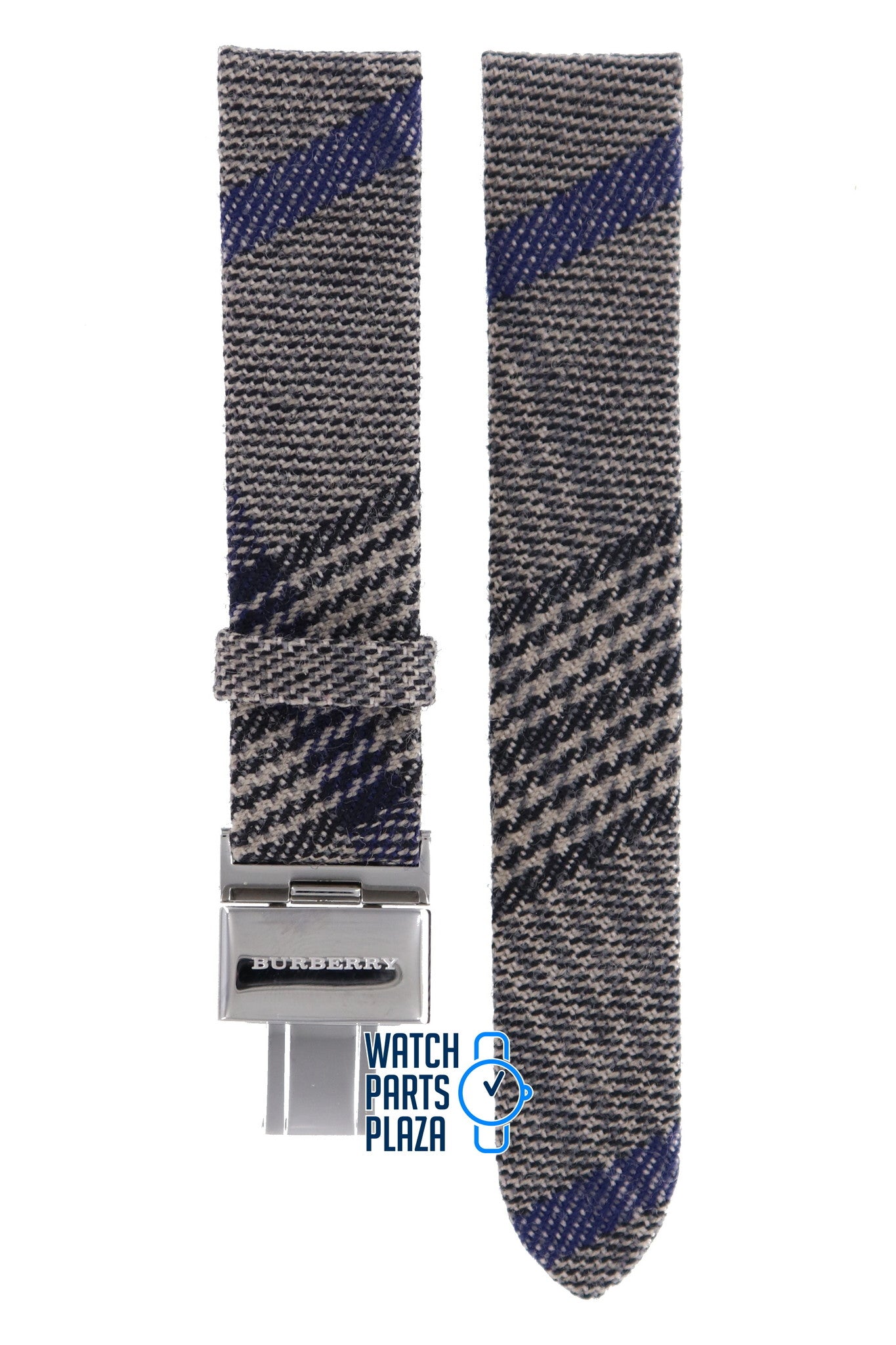 Burberry BU4512 Watch Band BU - 4512 - GREY Grey Leather & Textile 17 mm - Watch Plaza