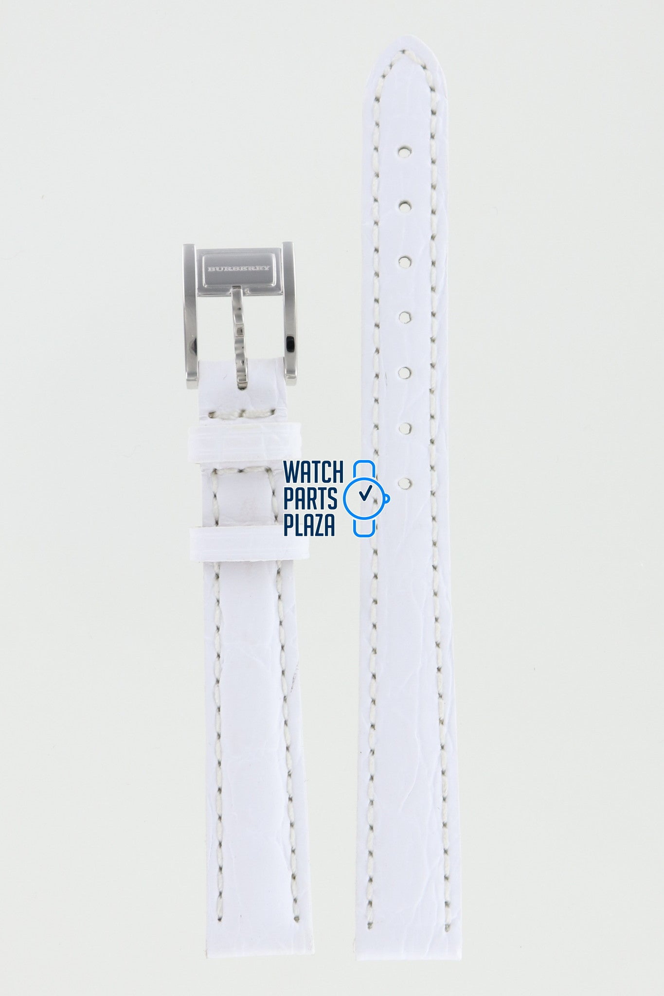 Burberry BU4557 Watch Band BU - 4557 White Leather 12 mm - Watch Plaza