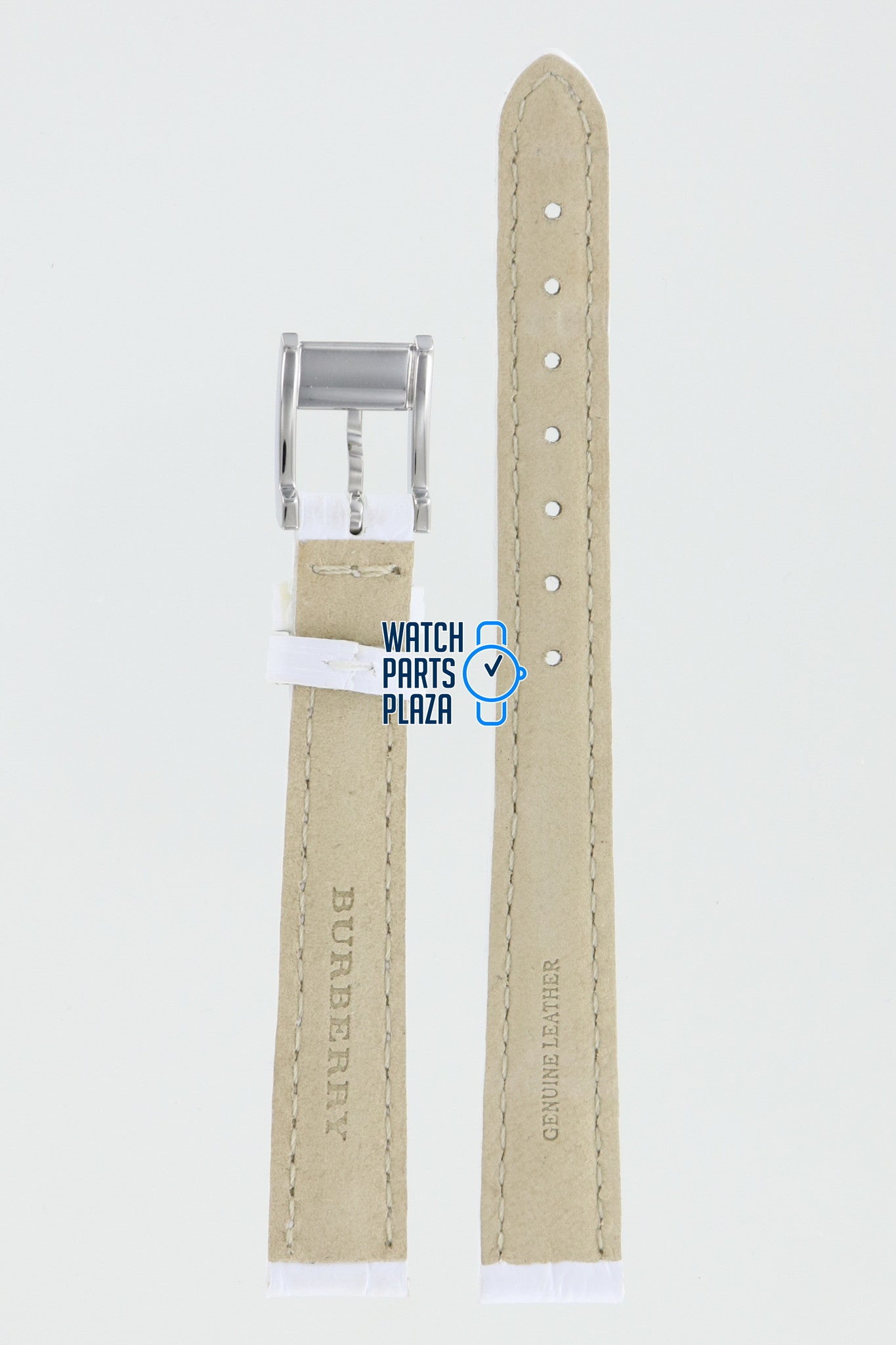 Burberry BU4557 Watch Band BU - 4557 White Leather 12 mm - Watch Plaza